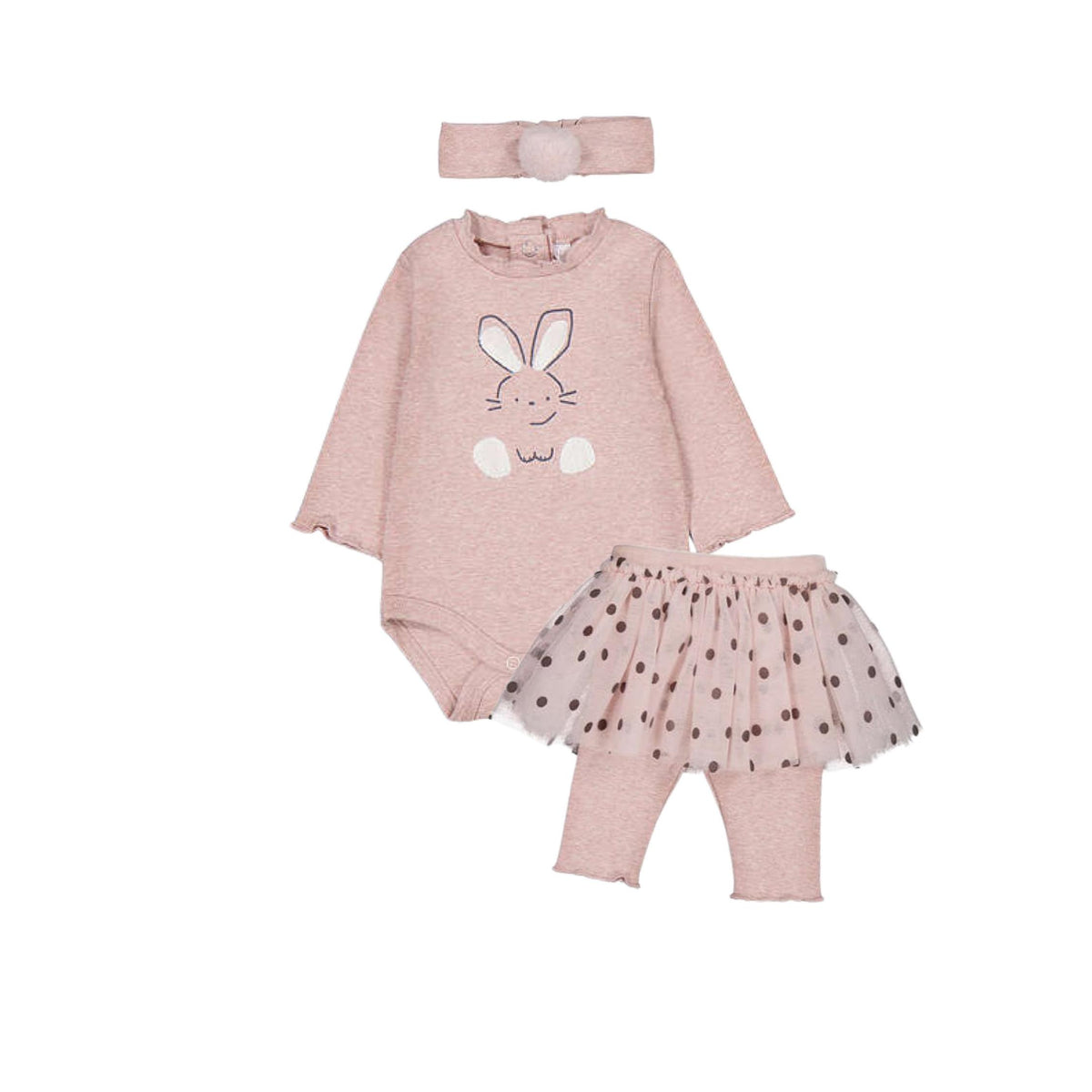 Bunny Motif 3-Piece Bodysuit with Legging Skirt &amp; Headband
