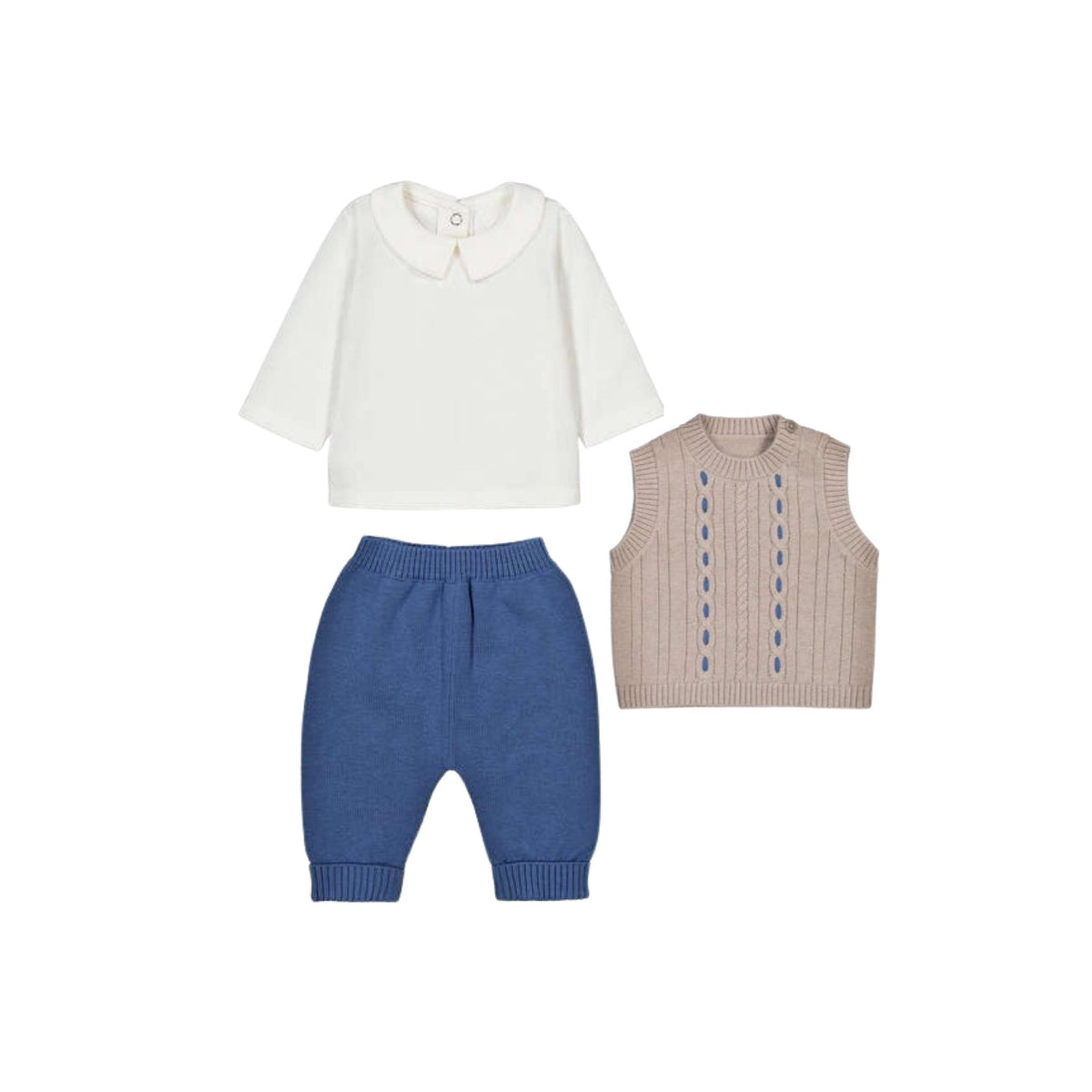Baby Boy 3-Piece Knit Vest &amp; Pant Set