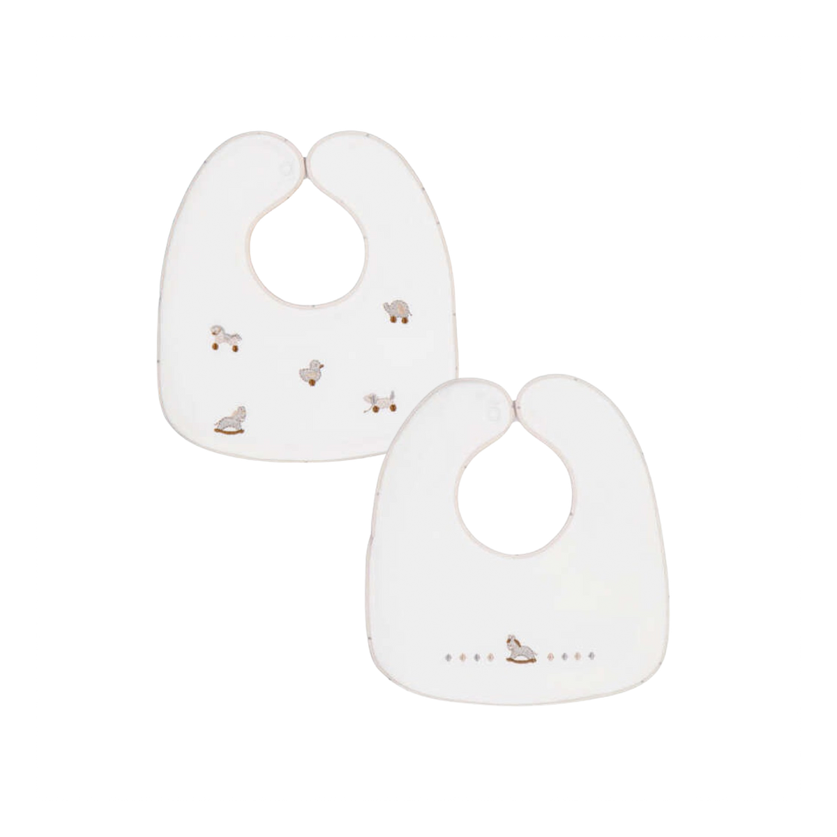 Hobby Horse Embroidered Cotton Bib 2-Piece Set