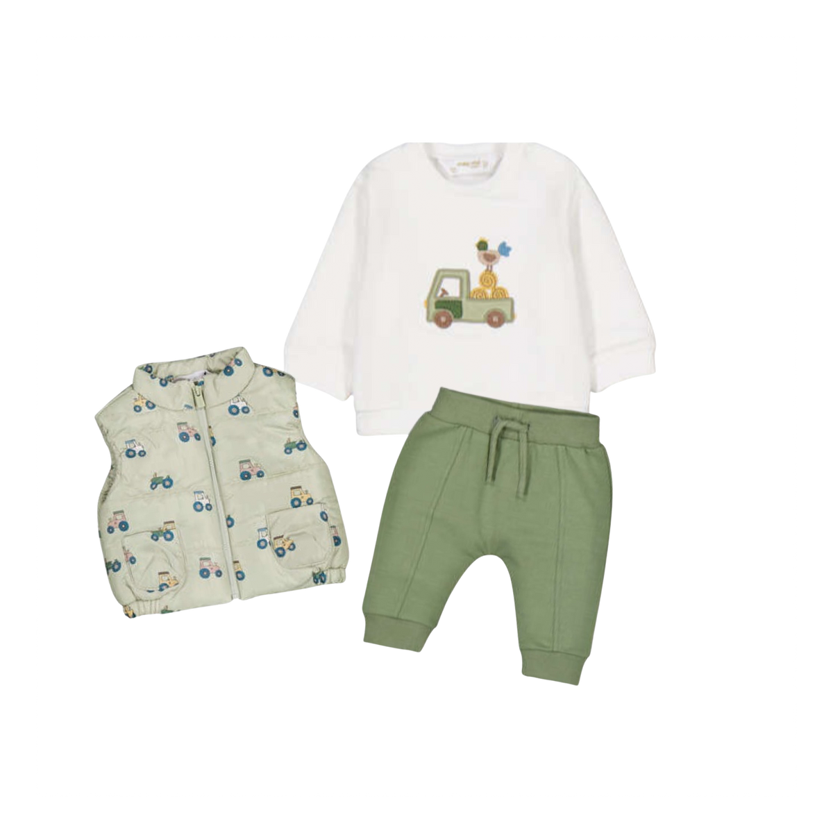 Farm Motif 3-Piece Baby Boy Tracksuit with Vest