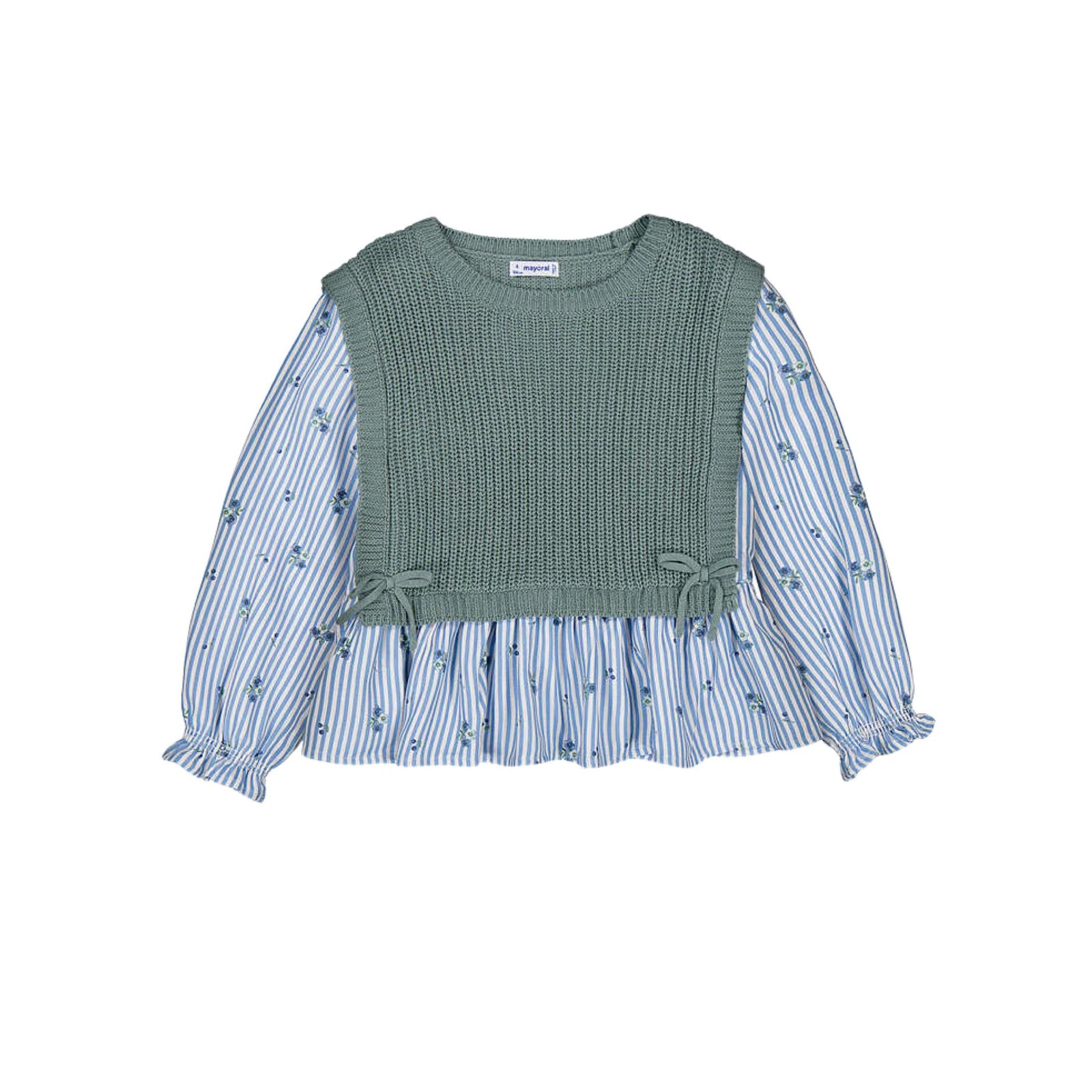 Girls’ Color Blocked Vest & Floral Top