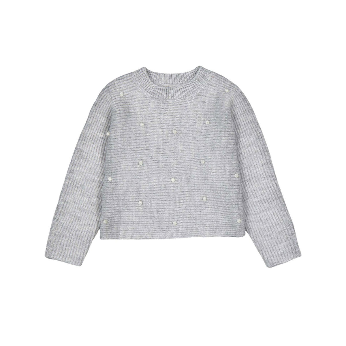Girls’ Gray Pearl Knit Sweater