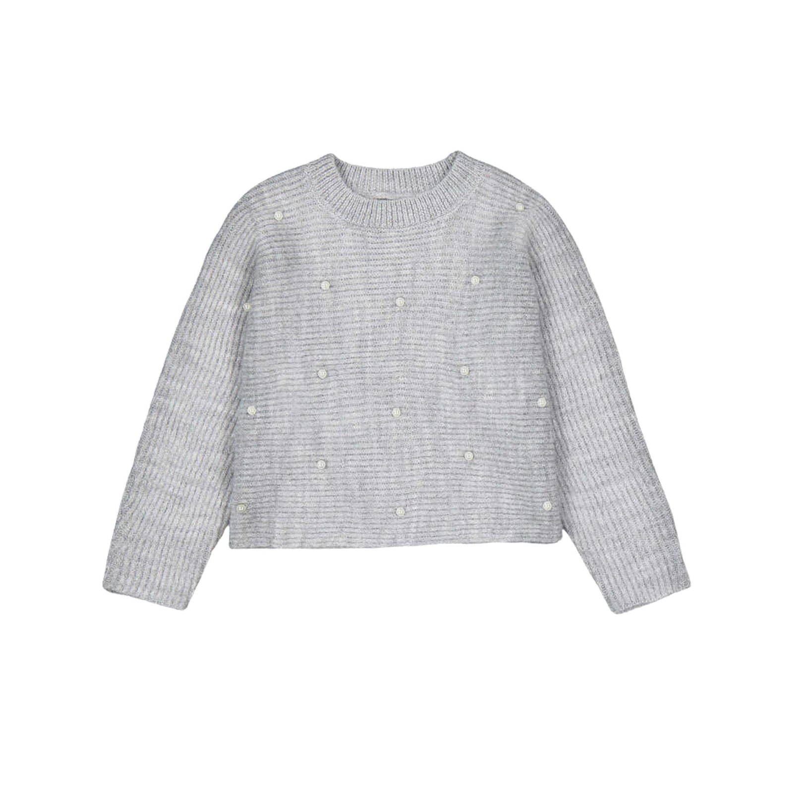 Girls’ Gray Pearl Knit Sweater