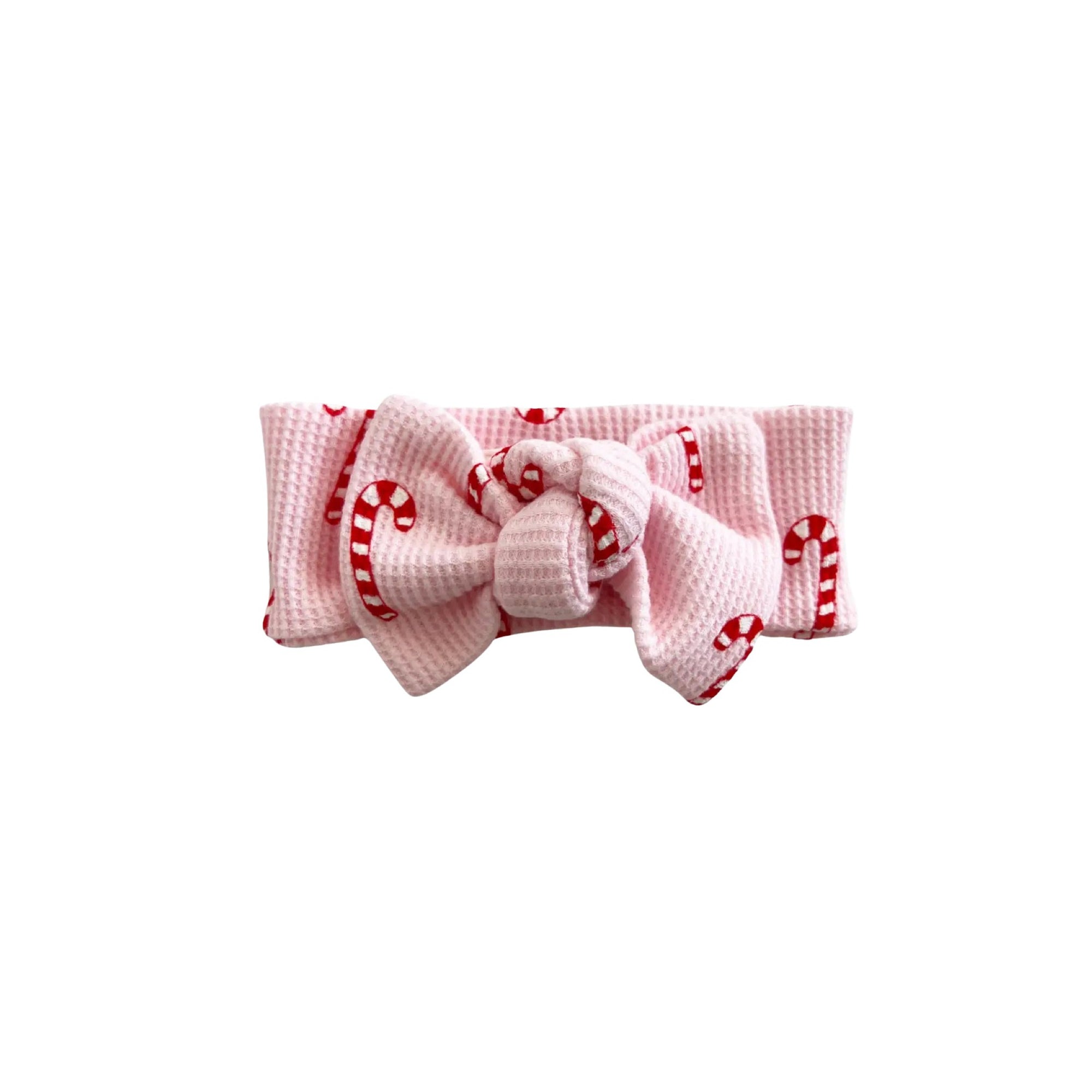 Candy Cane Print Organic Knot Bow Headband