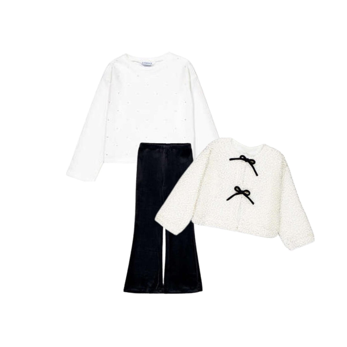 Pearl Long Sleeve Top with Flair Legging &amp; Boucle Jacket - 3-Piece Set