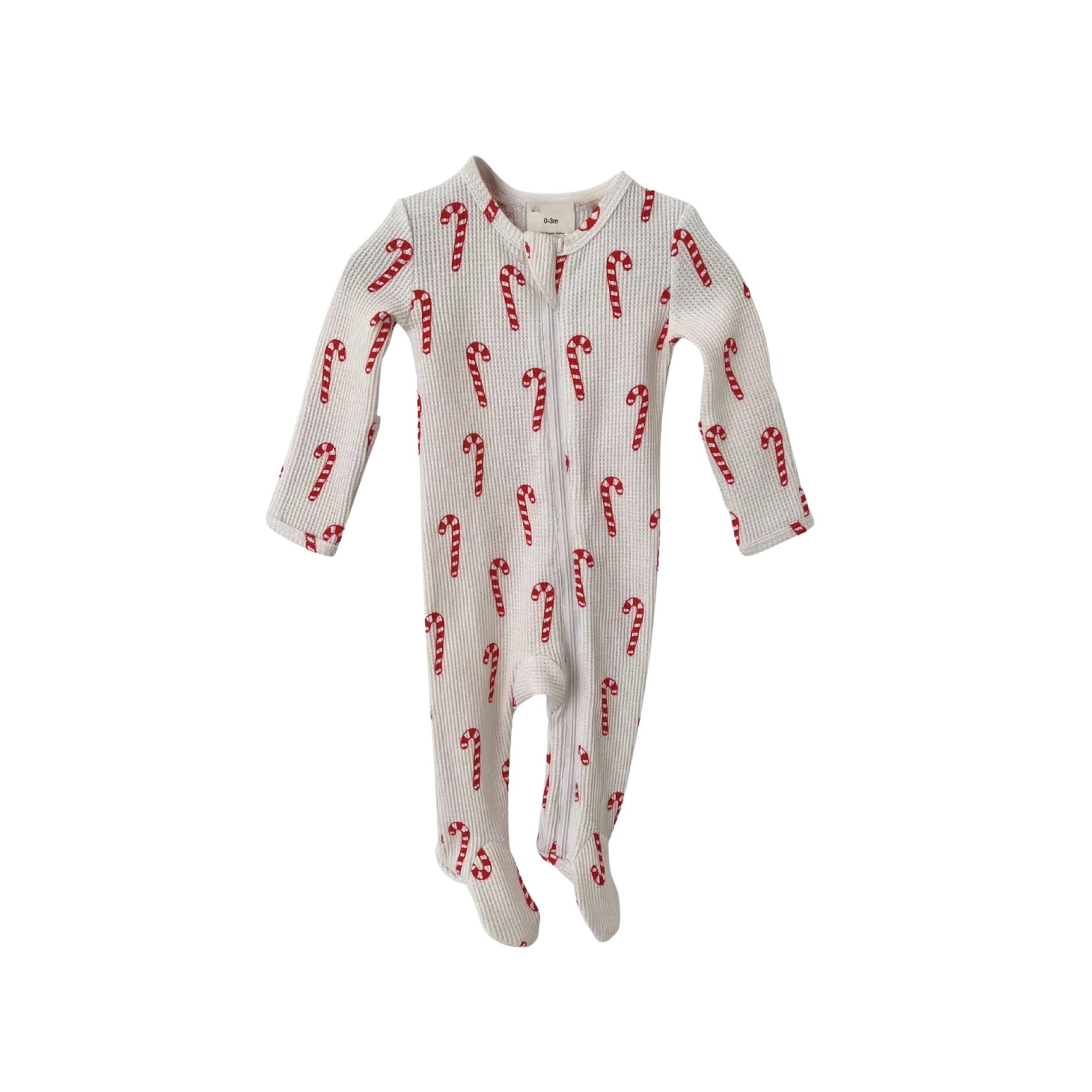 White Candy Cane Organic Footie