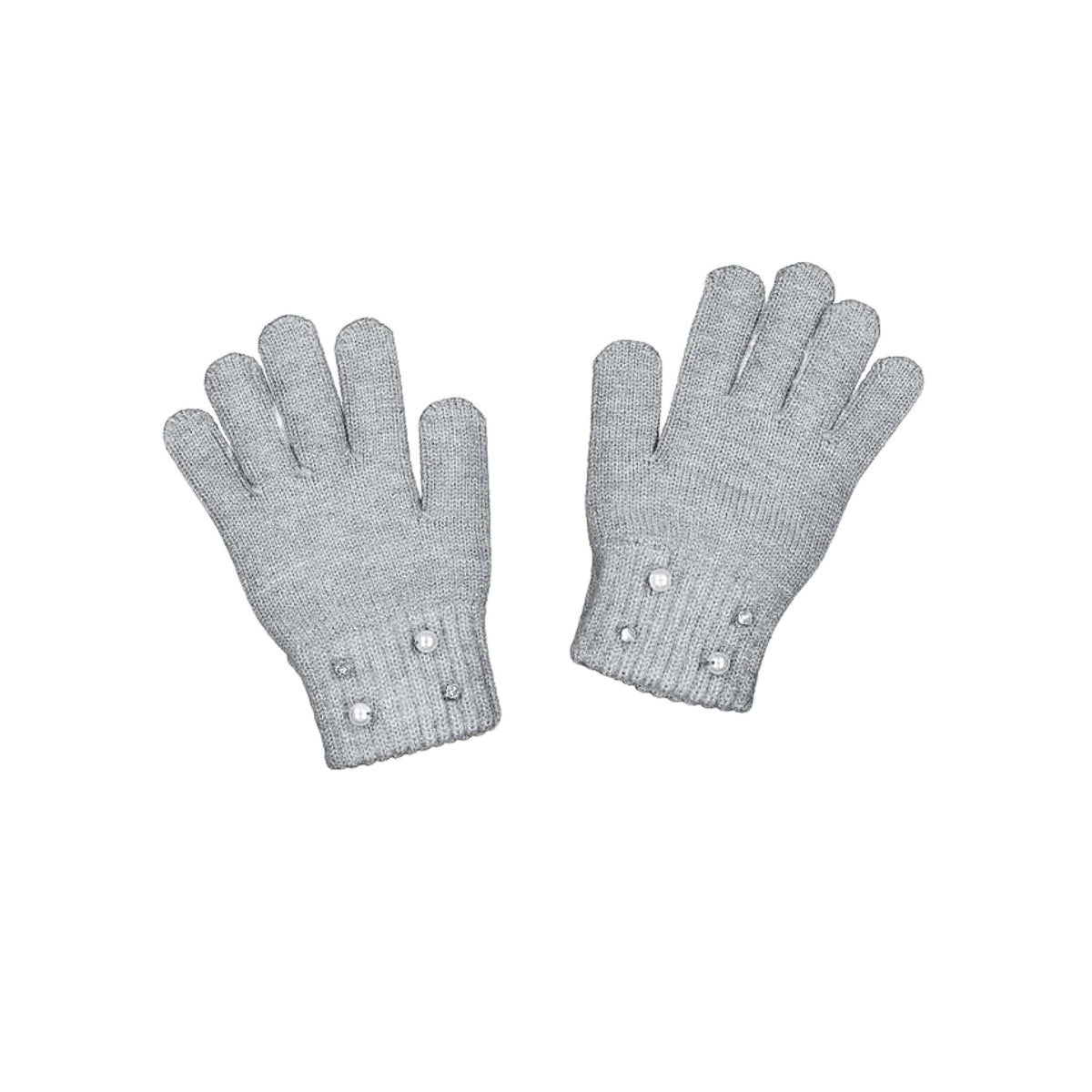 Gray Pearl Knit Gloves