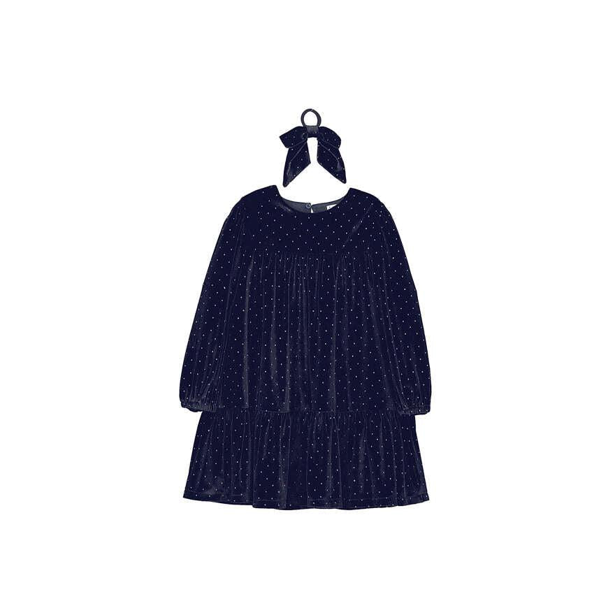 Velvet Sparkle Dress with Bow Hair Tie