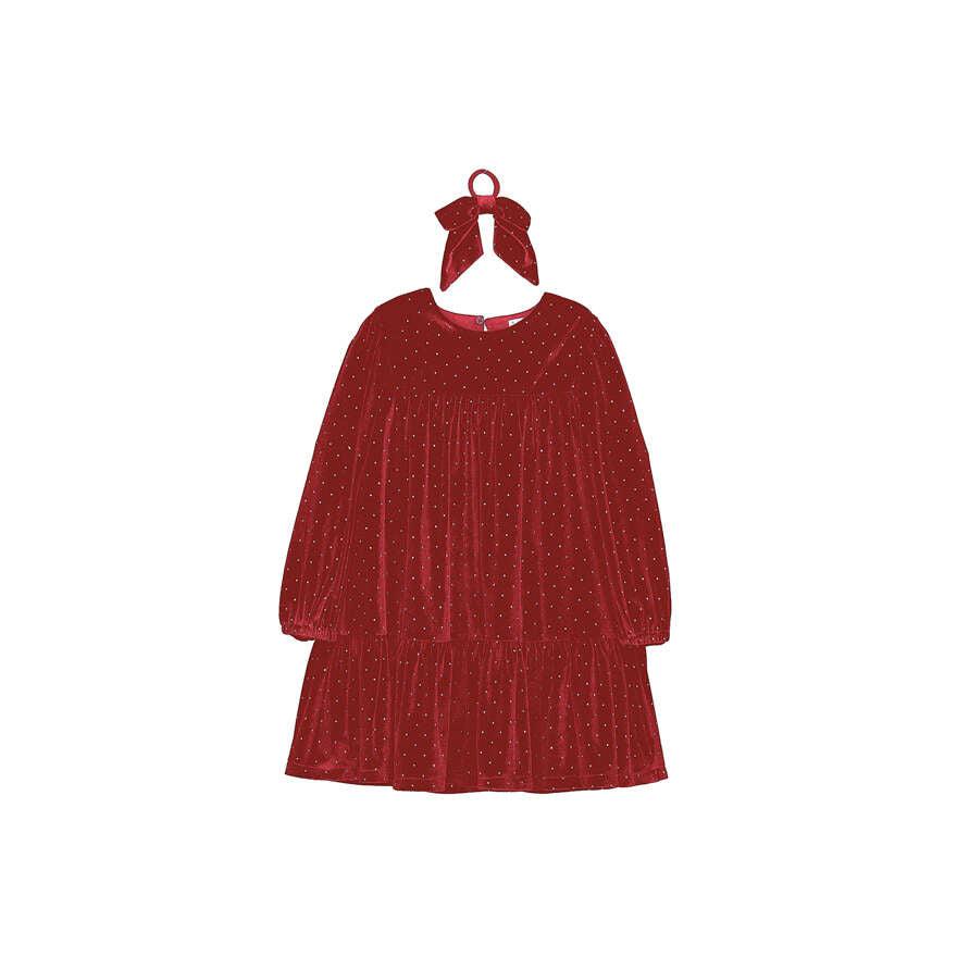 Velvet Sparkle Dress with Bow Hair Tie