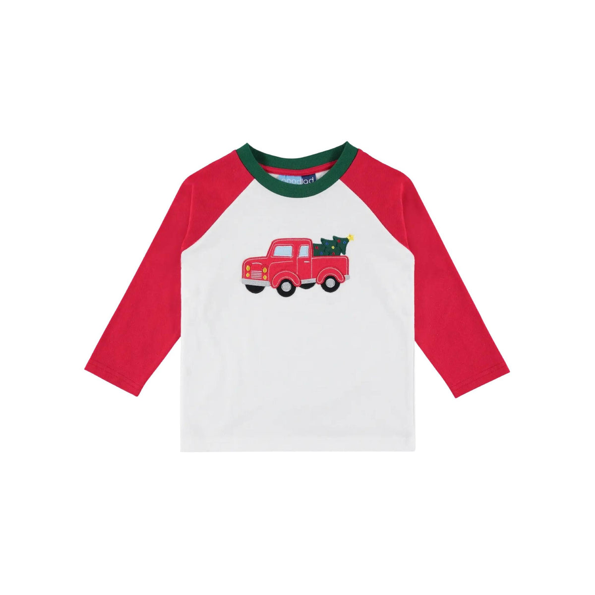 Boys Appliquéd Christmas Truck Raglan Sleeve Shirt