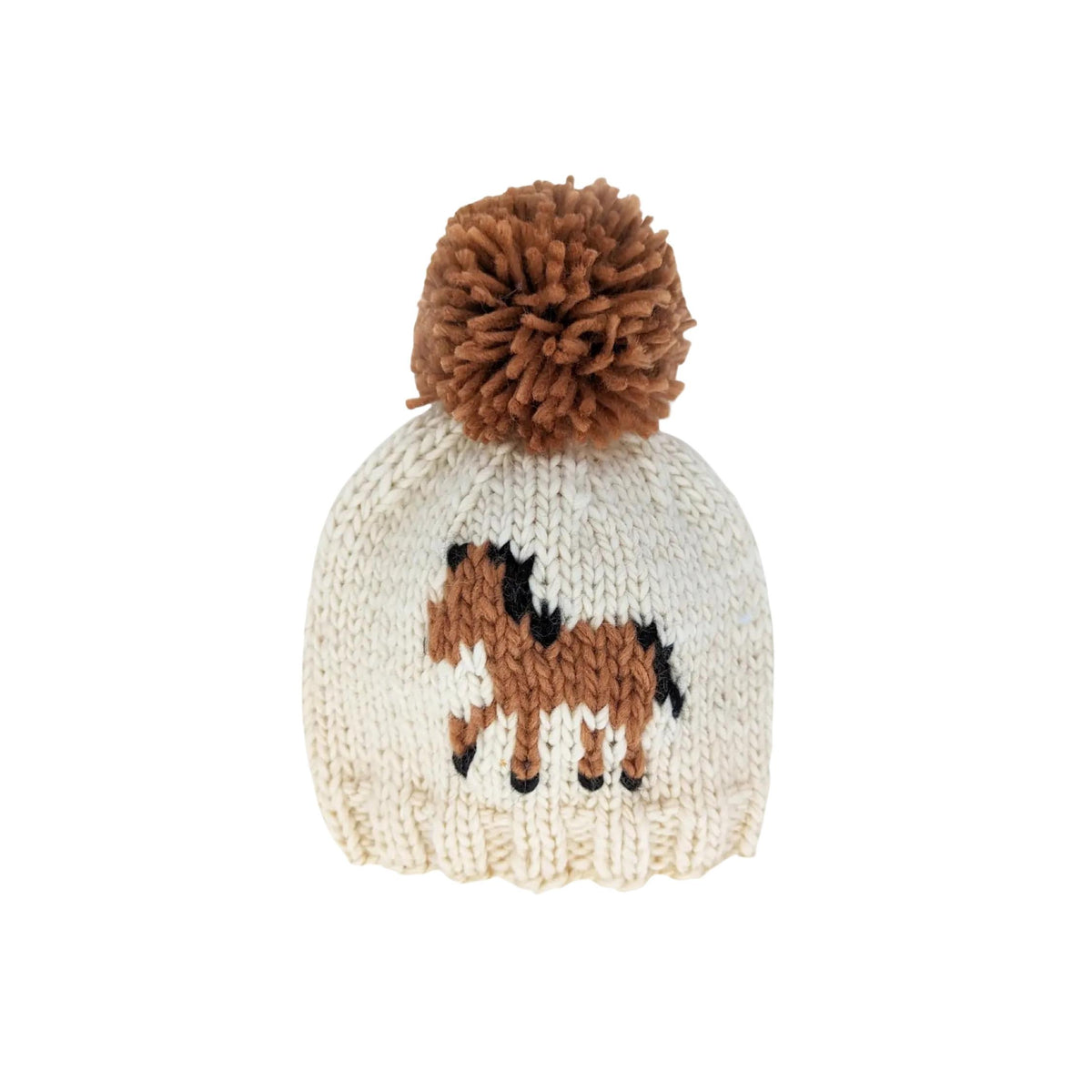 Pony Pom Hand Knit Hat