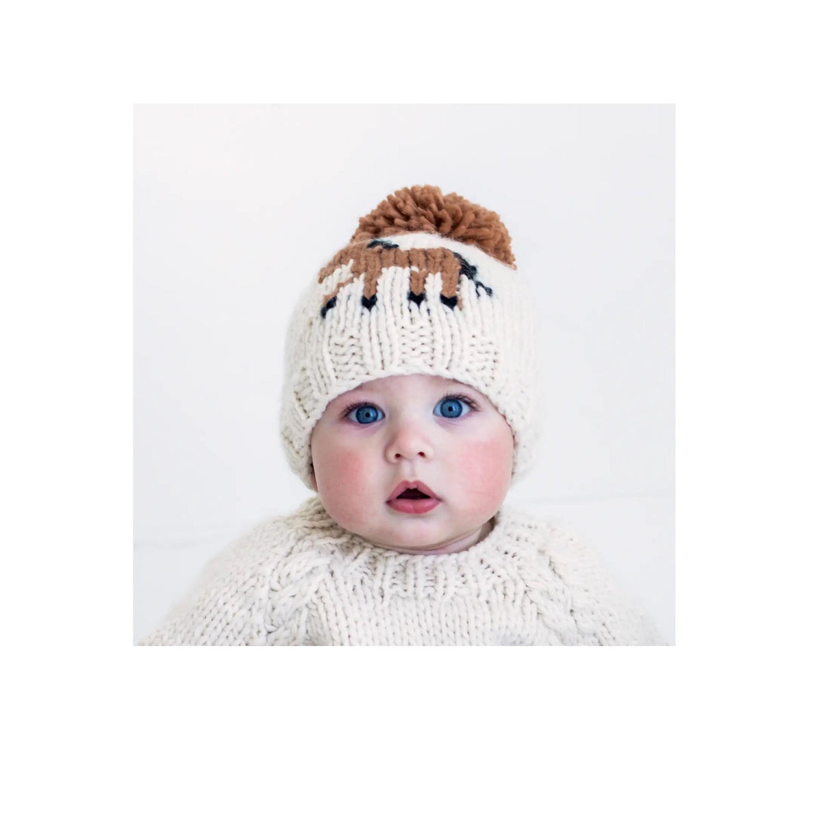Pony Pom Hand Knit Hat