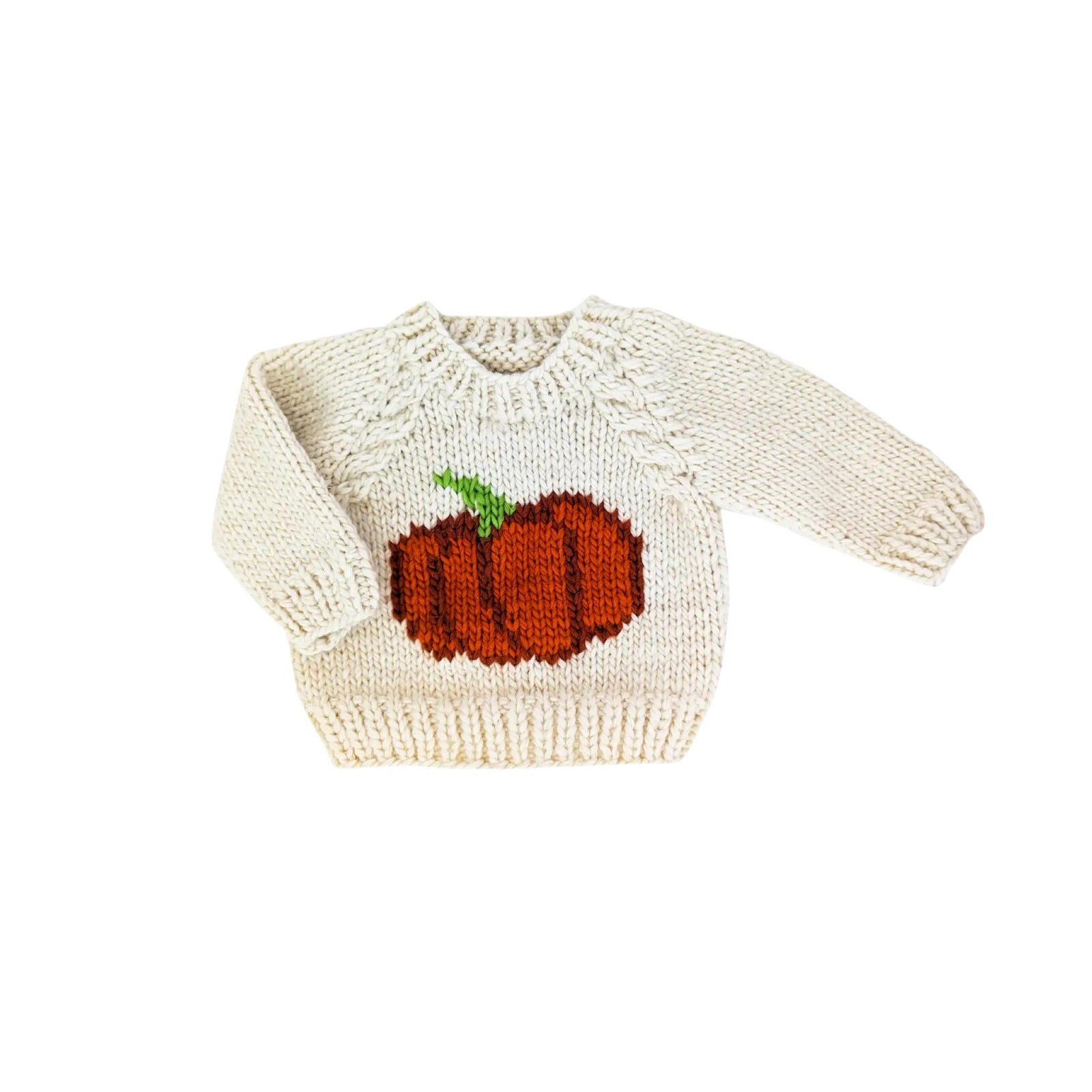 Pumpkin Hand Knit Crew Neck Sweater