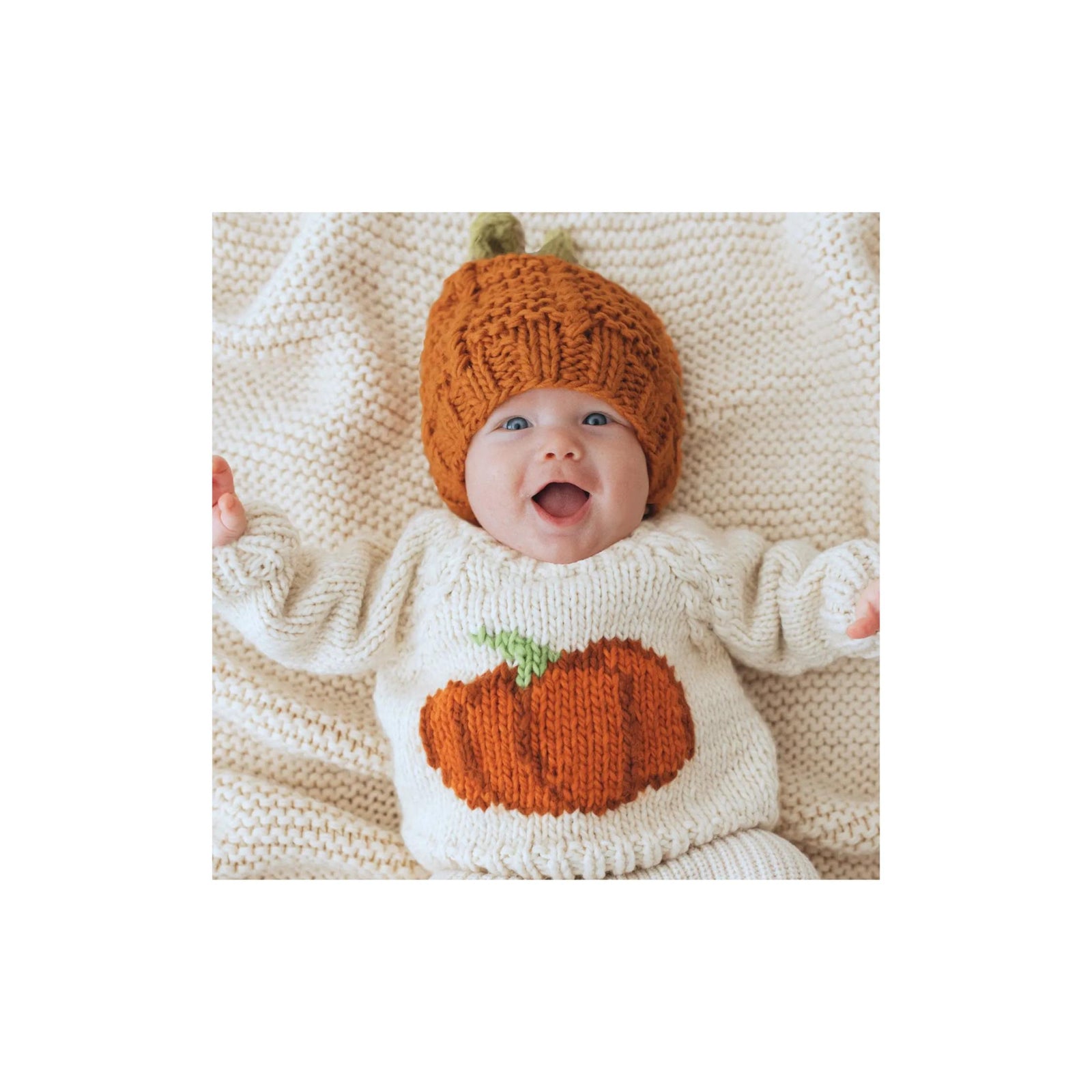Pumpkin Hand Knit Crew Neck Sweater