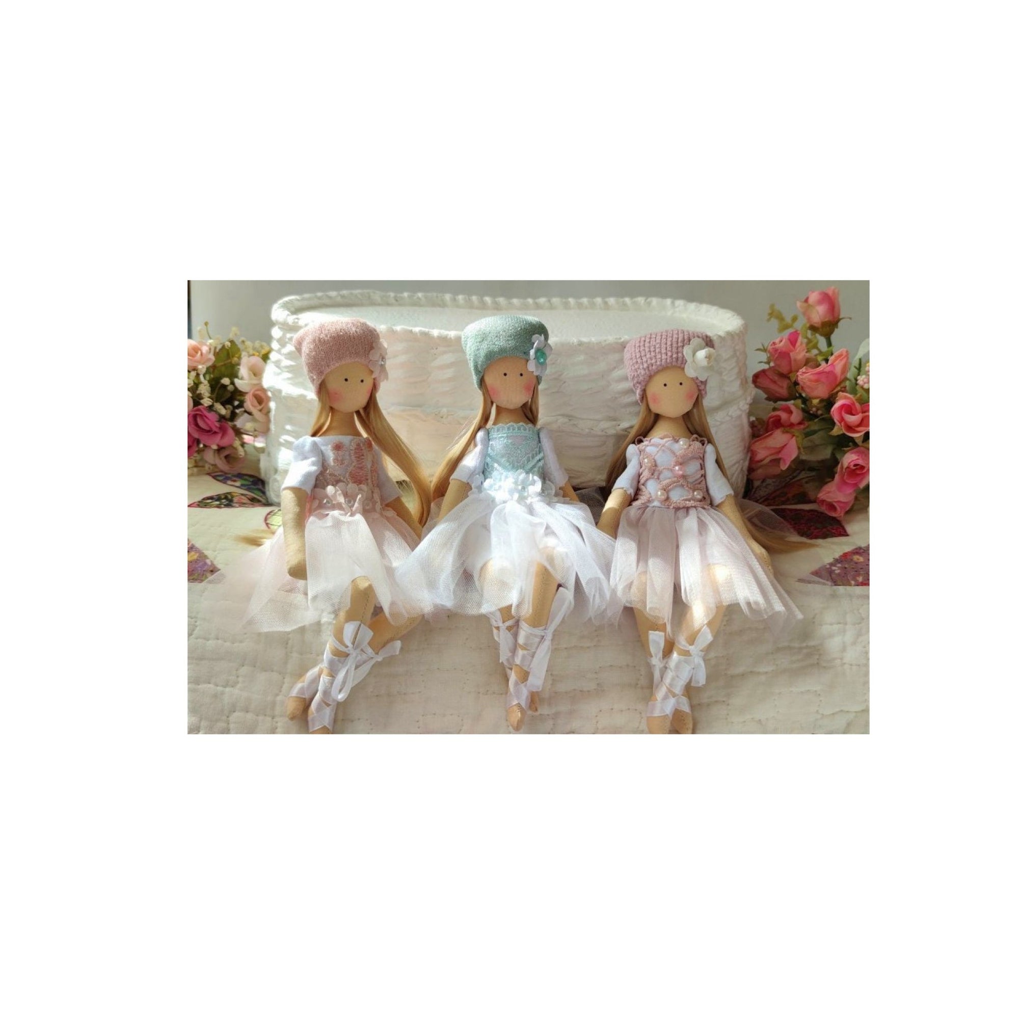 Handmade Fairy Florina Cloth Doll in Pink Ribbed Hat