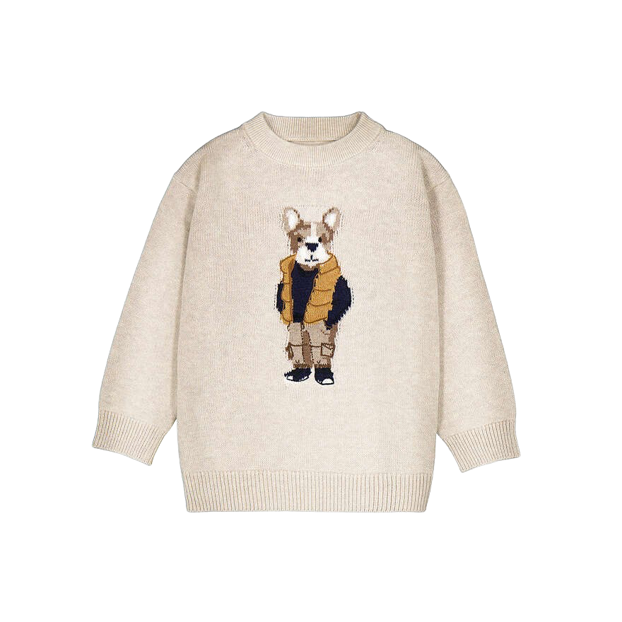 Jacquard Sweater with Frenchie Motif