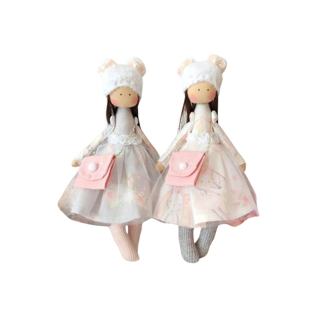 Handmade Twins Fawn &amp; Hazel Cloth Heirloom Dolls