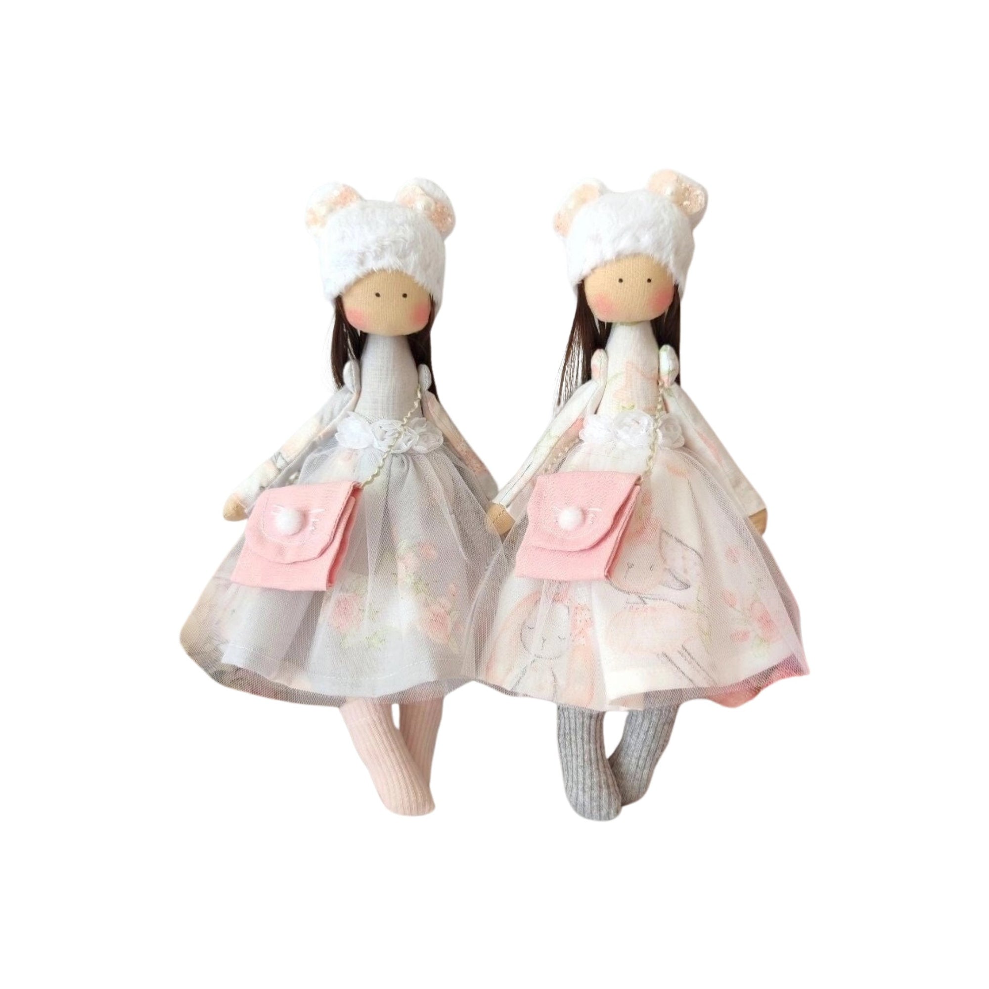 Handmade Twins Fawn & Hazel Cloth Heirloom Dolls