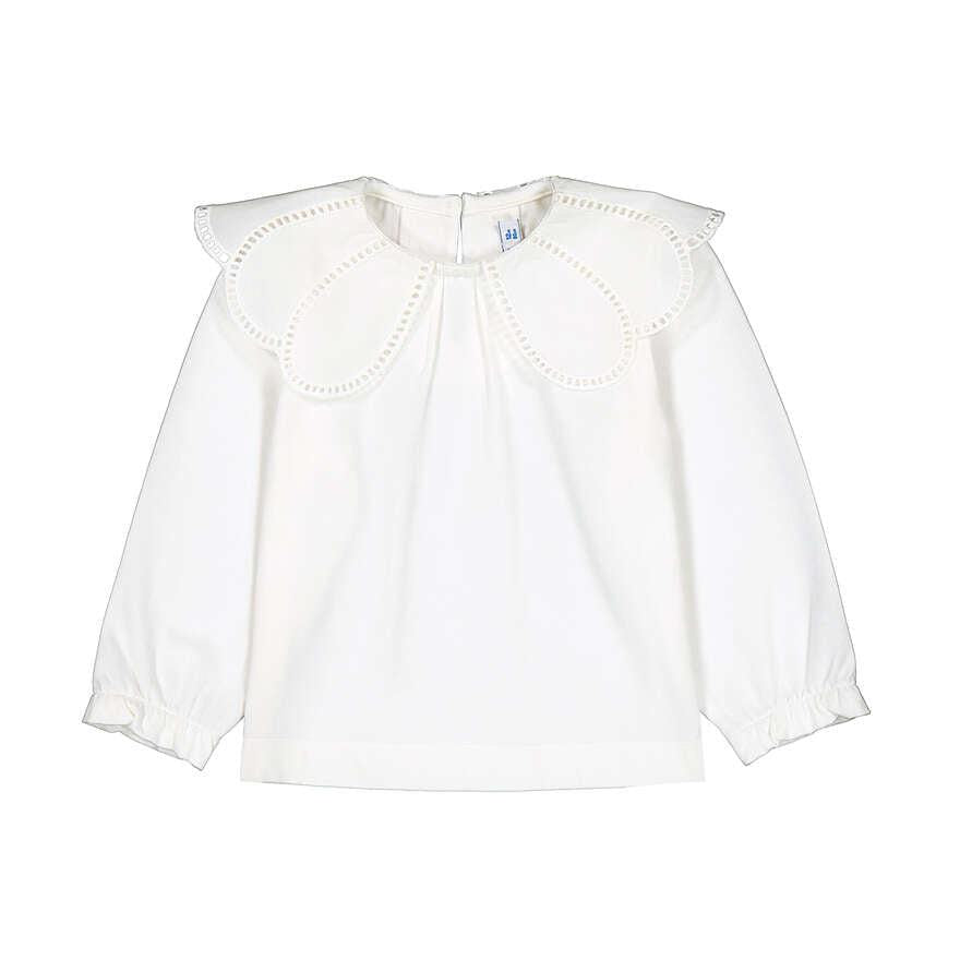 Natural Scalloped Petal Collar Top