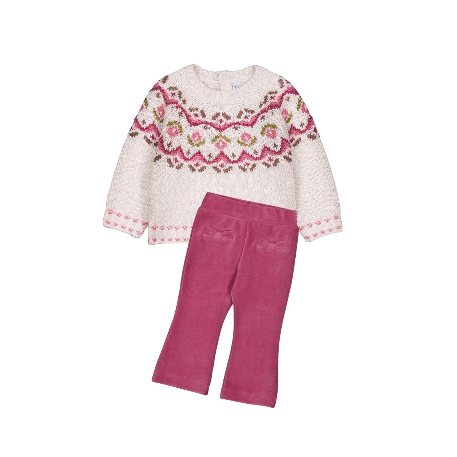 Petal Pink Basic Cord Knit Trousers