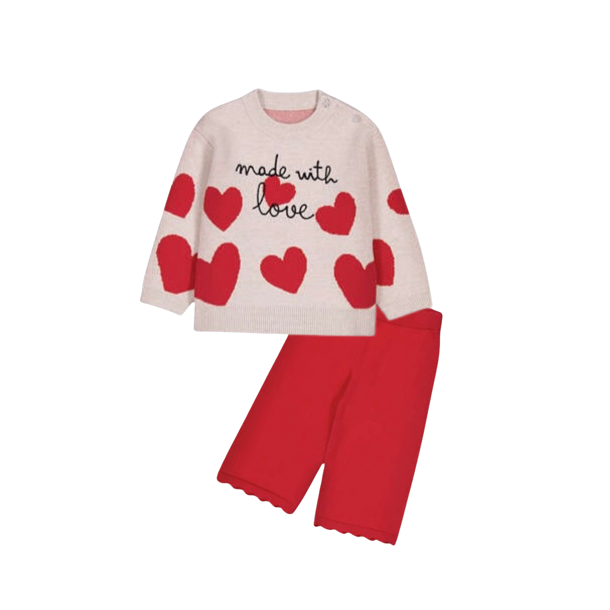 “Made With Love” Heart Knit Pant Set