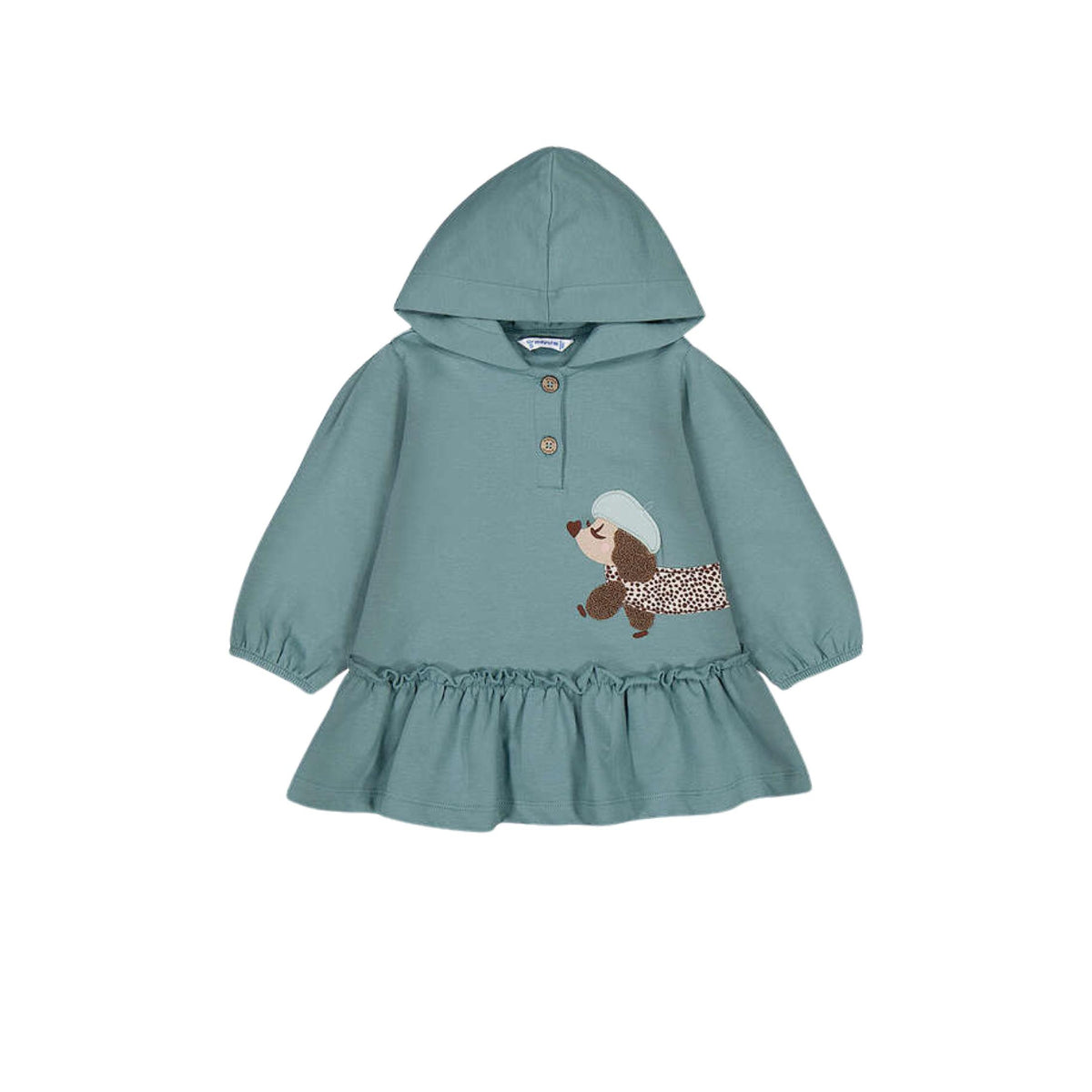 Hooded Dress with Poodle Motif