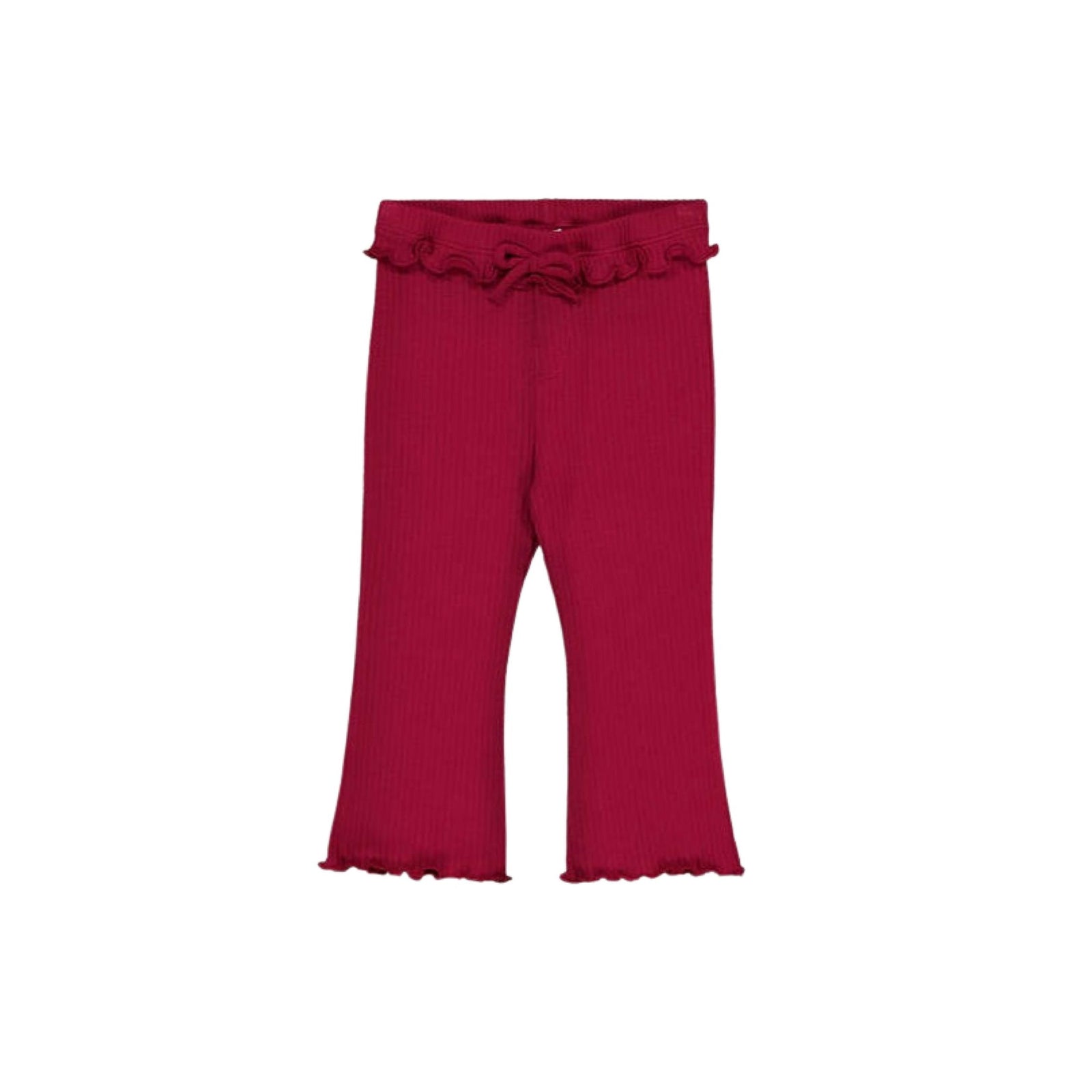 Red Ribbed Ruffle Flared Legging