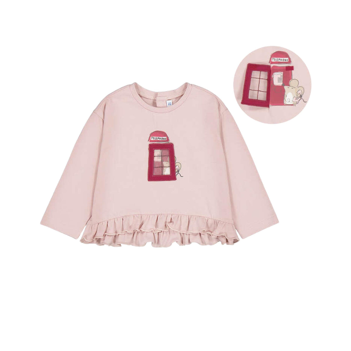 Phone Booth Mouse Graphic Long Sleeve Shirt