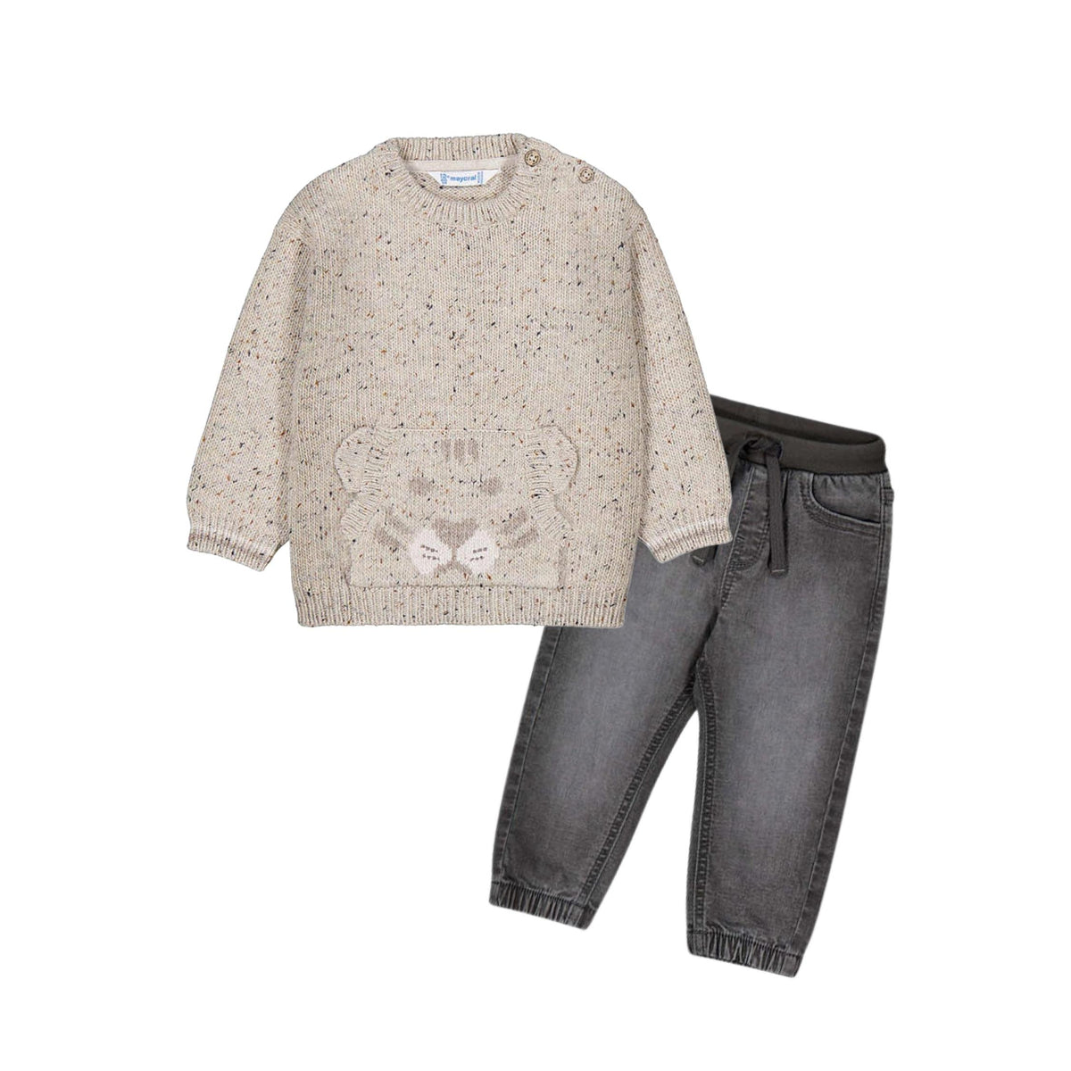 Boys’ Tiger Motif Tweed Sweater