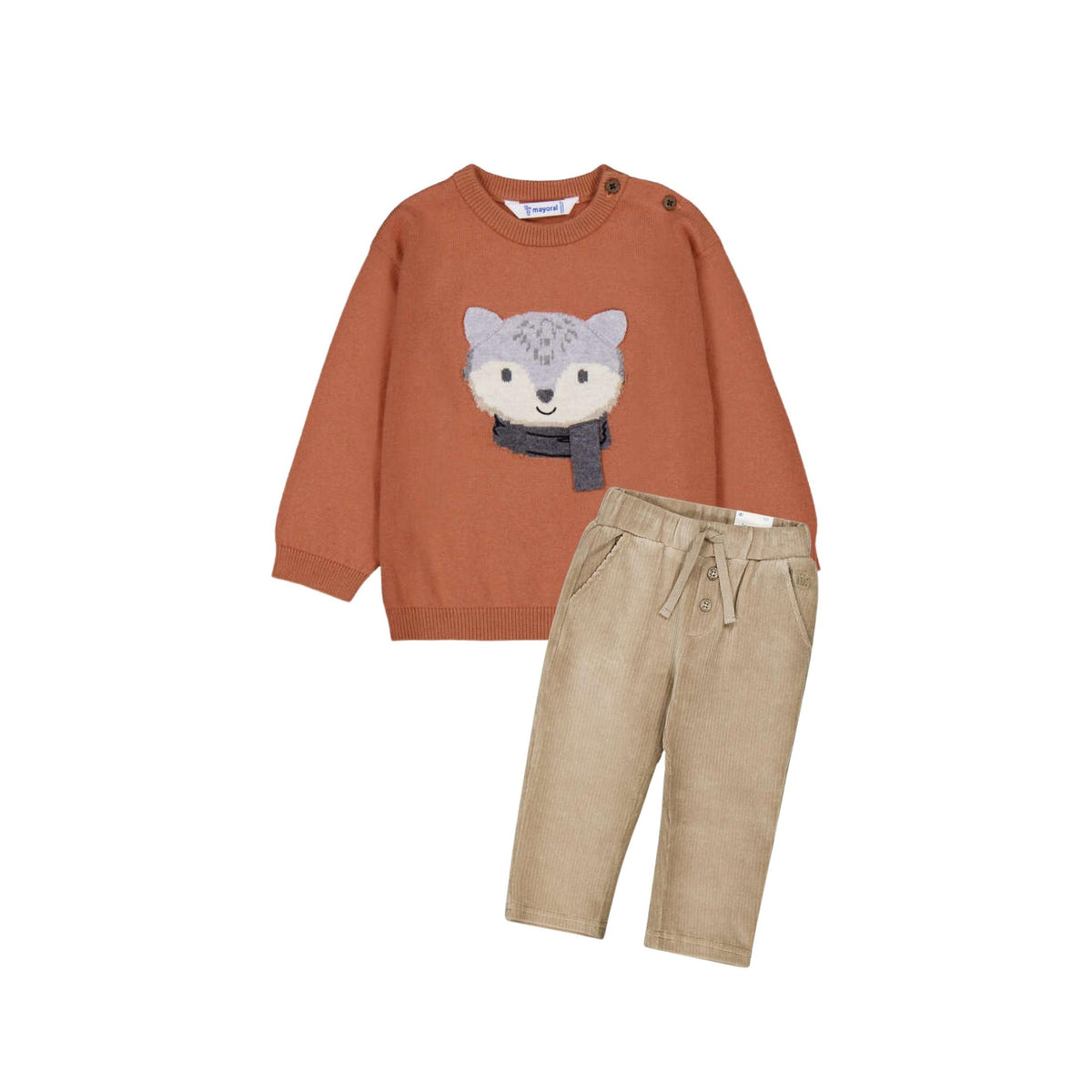 Burnt Orange Fox Appliqué Sweater