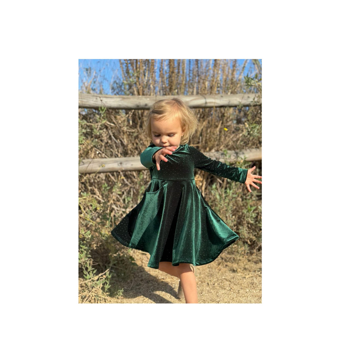 Merilee Dress in Green Velvet Sparkle