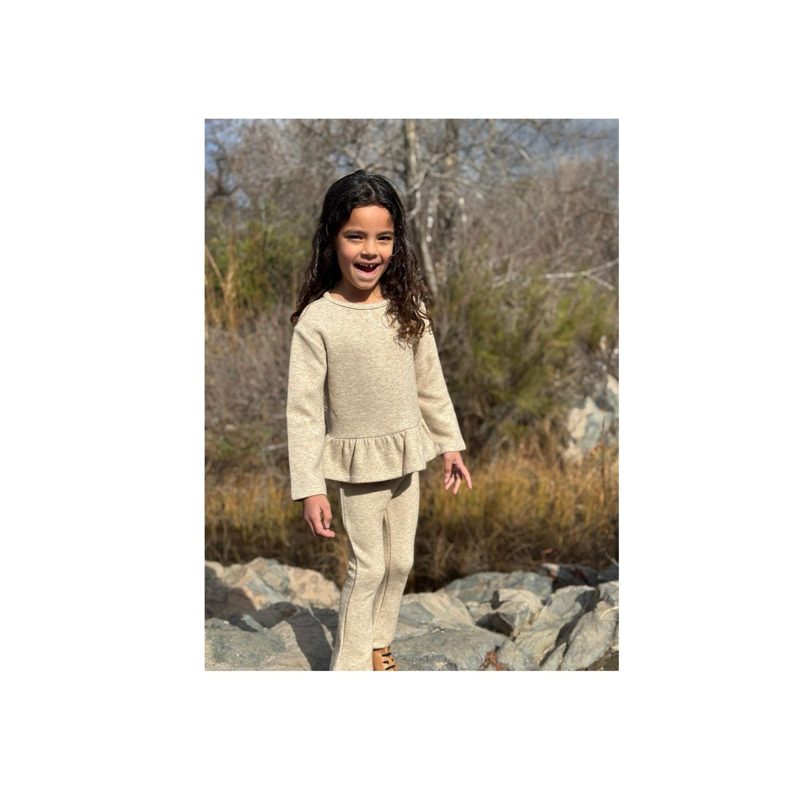 Nancy Peplum Shirt in Oatmeal