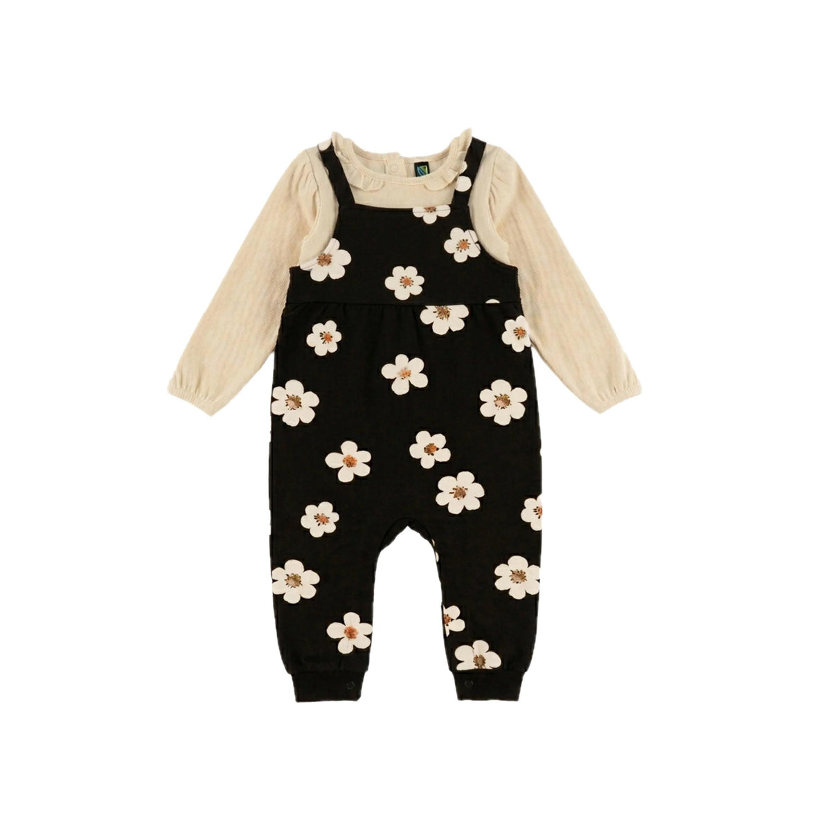 Floral Print Romper &amp; Cream Bodysuit
