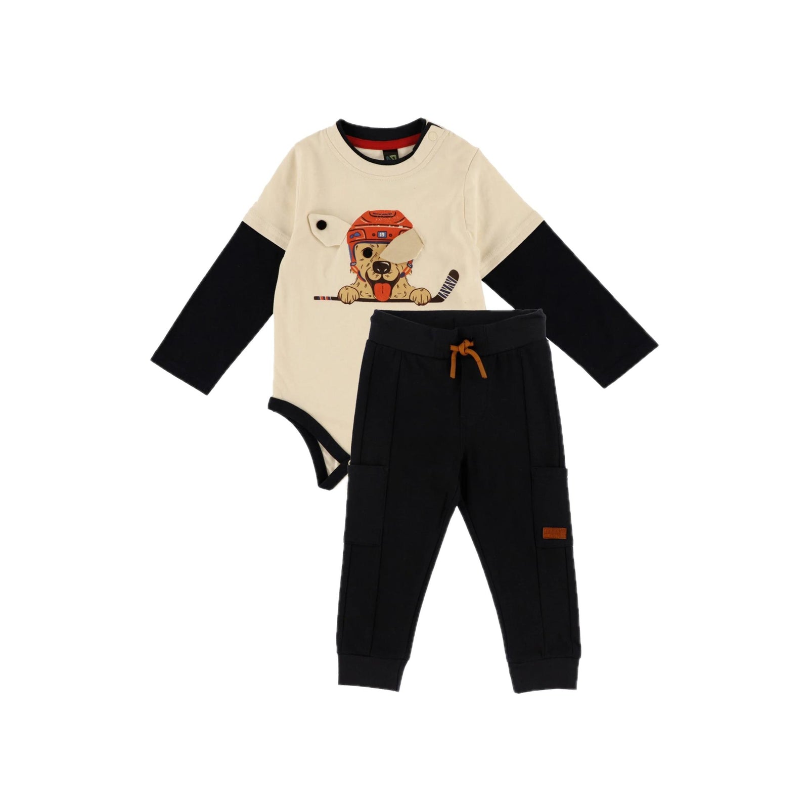 3-D Dog Appliqué Bodysuit & Pant Set