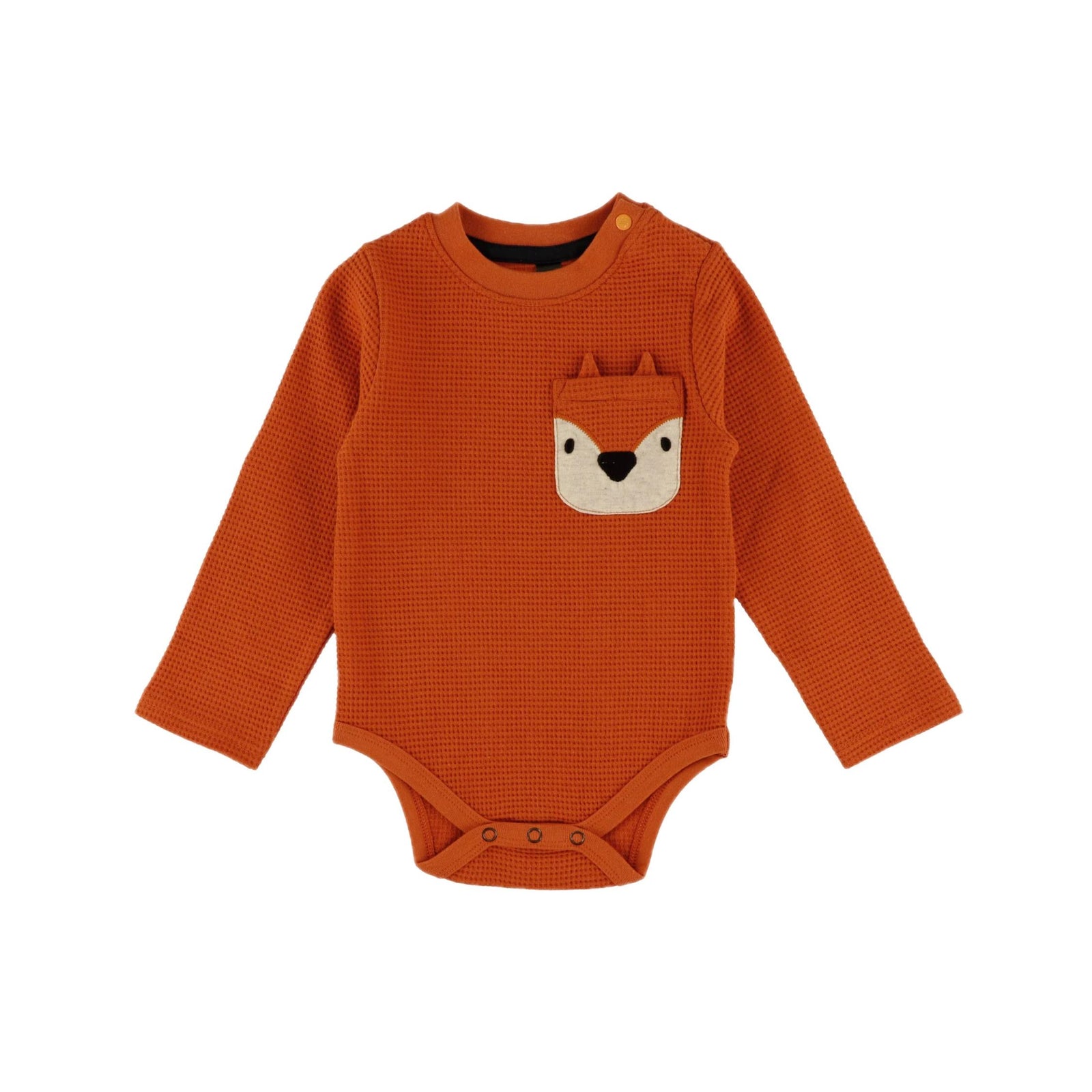 Baby Boy Fox Appliqué Rust Orange Bodysuit