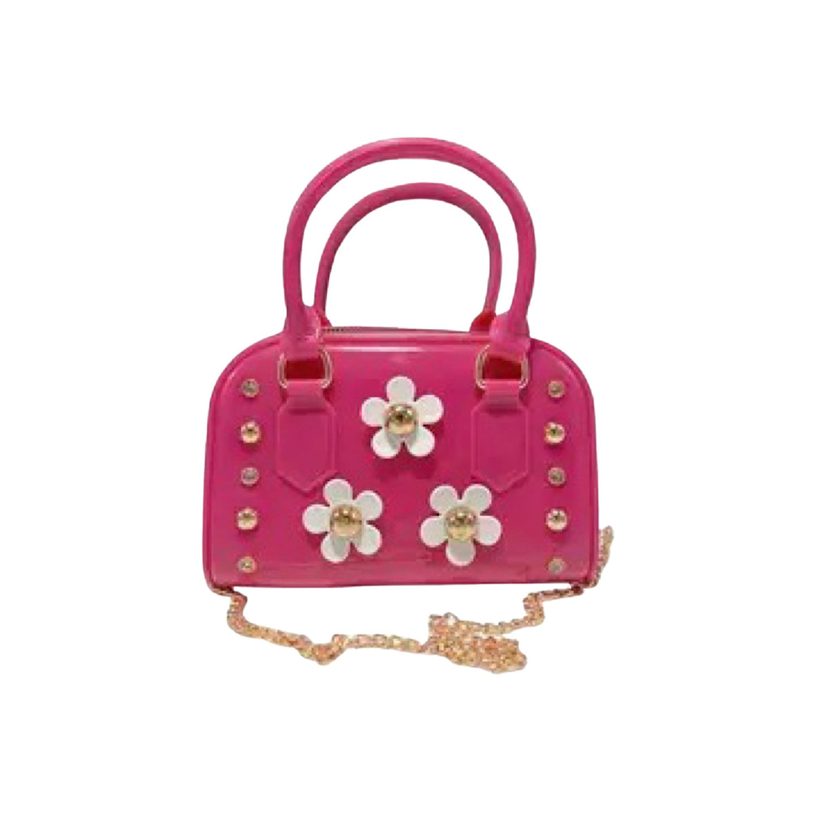 Fuchsia Floral Jelly Barrel Purse