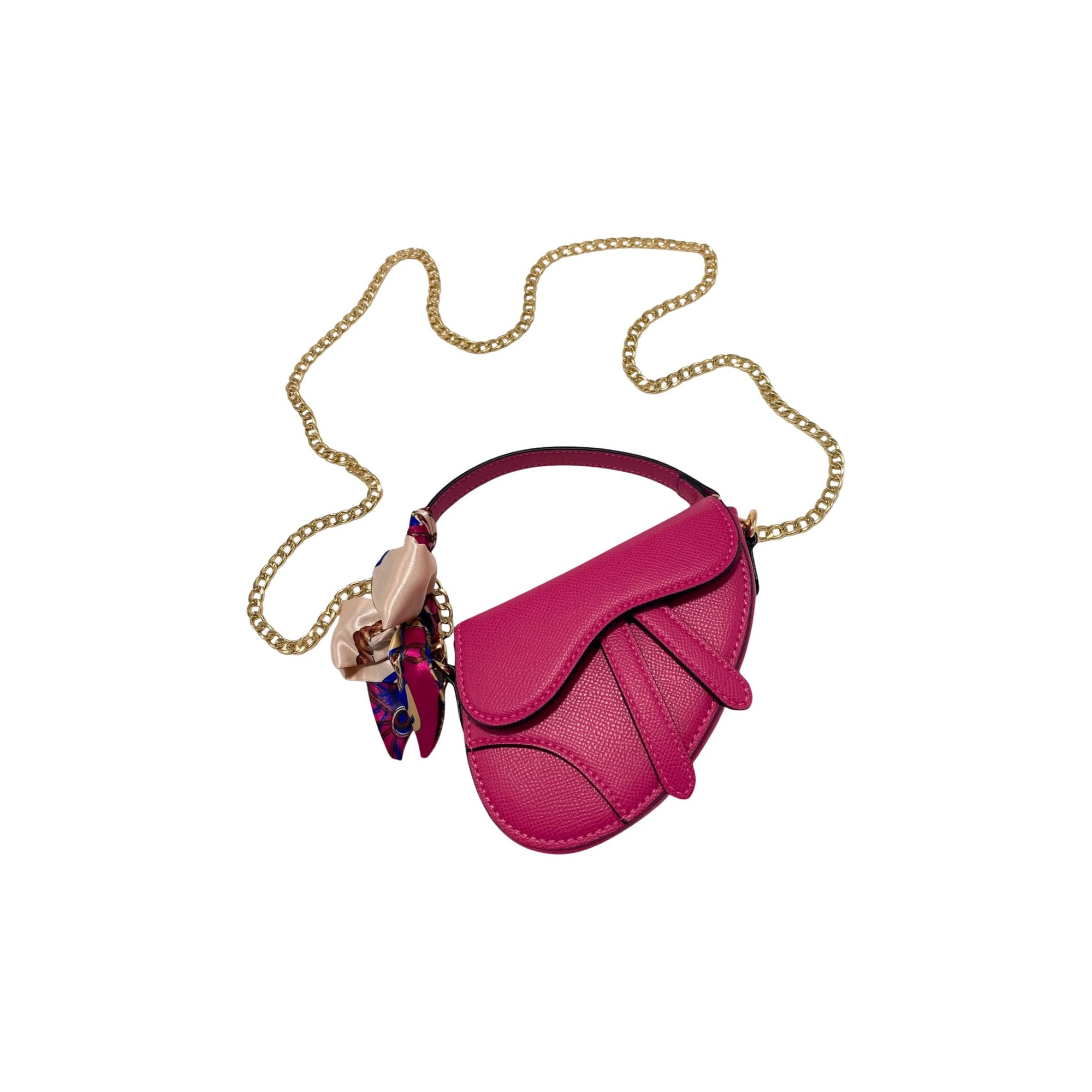 Fuchsia Saddle Purse With Scarf