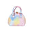 Pearl Studs Pastel Rainbow Leather Satchel Purse