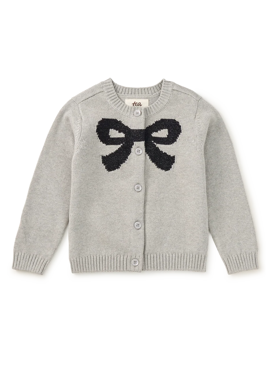 Intarsia Knit Bow Cardigan