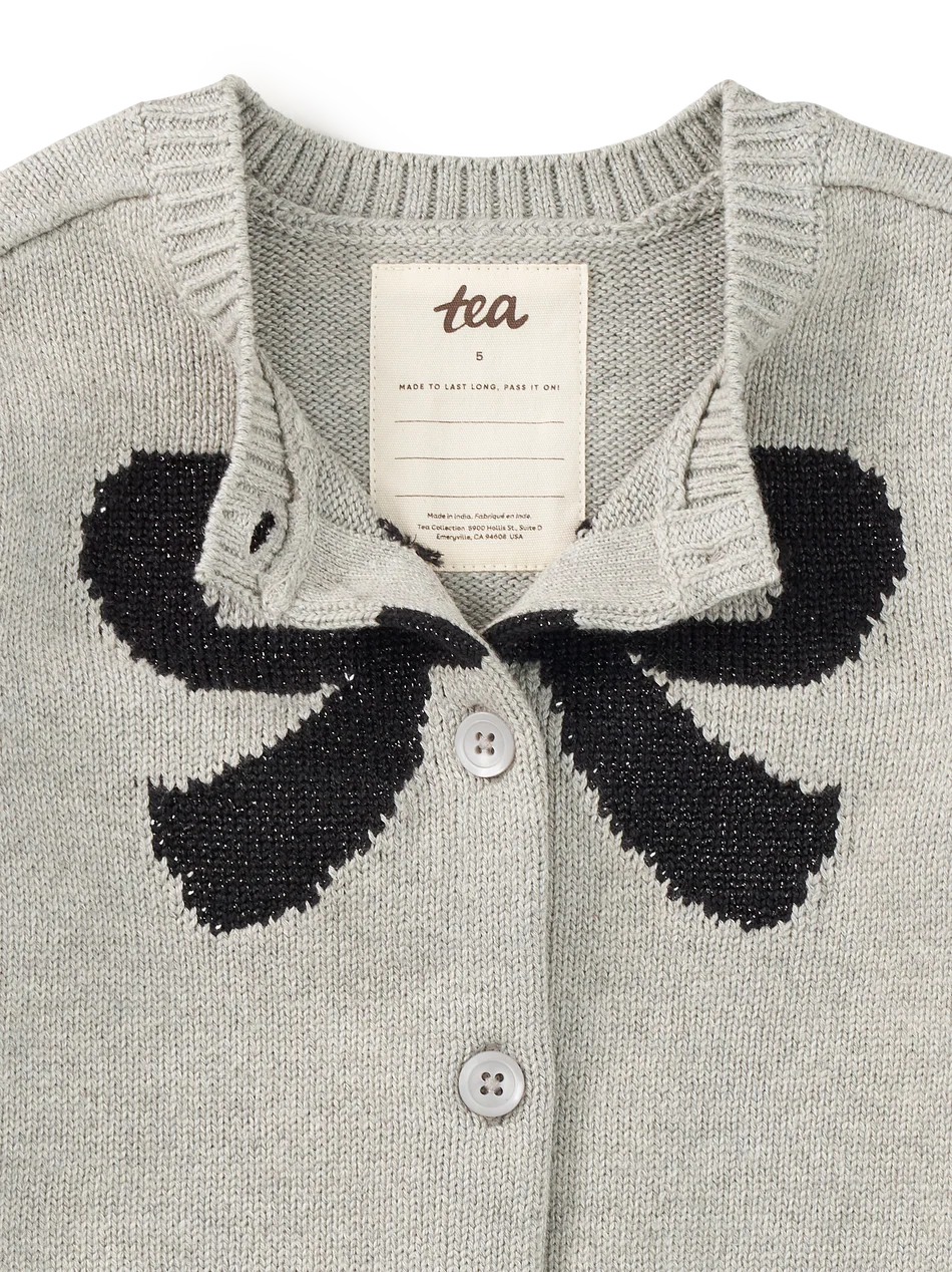 Intarsia Knit Bow Cardigan