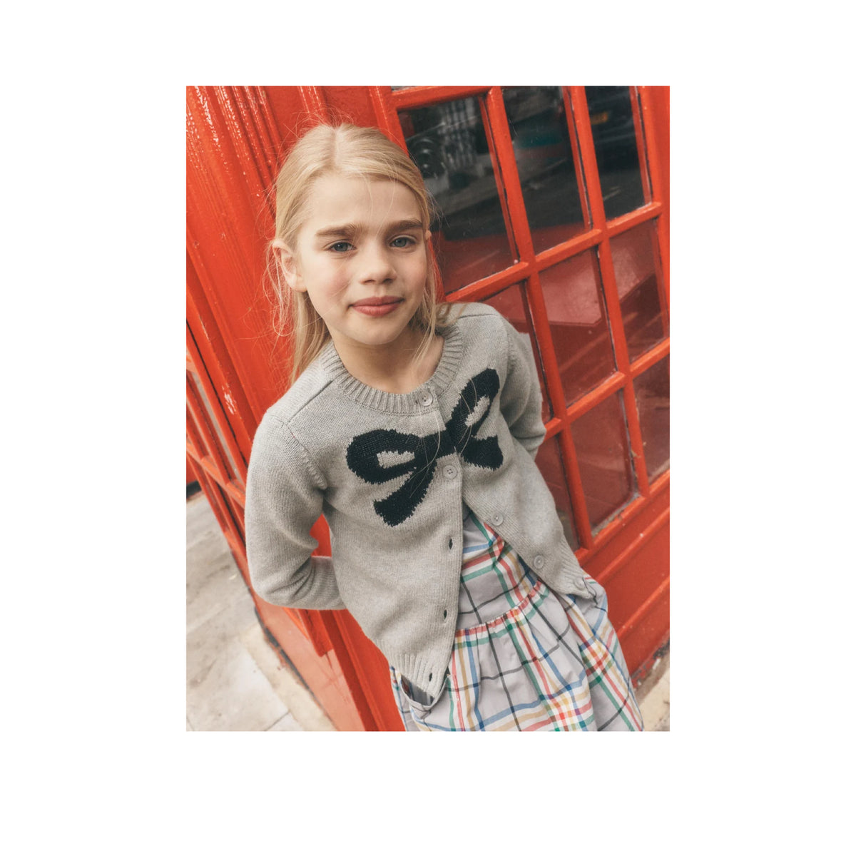 Intarsia Knit Bow Cardigan