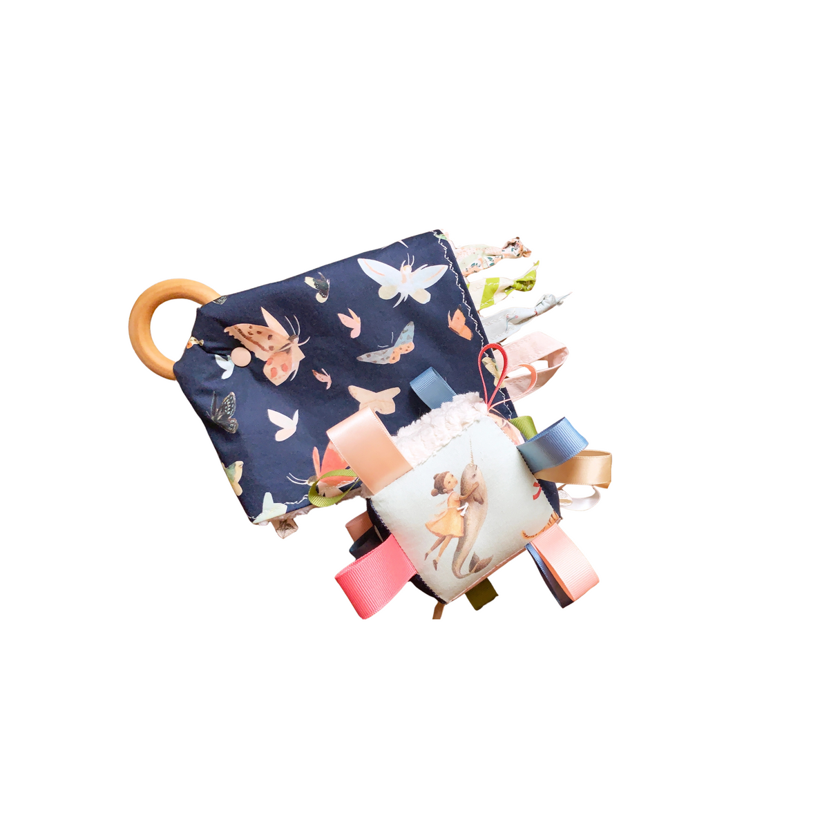 Crinkle Tag Toy with Teething Ring