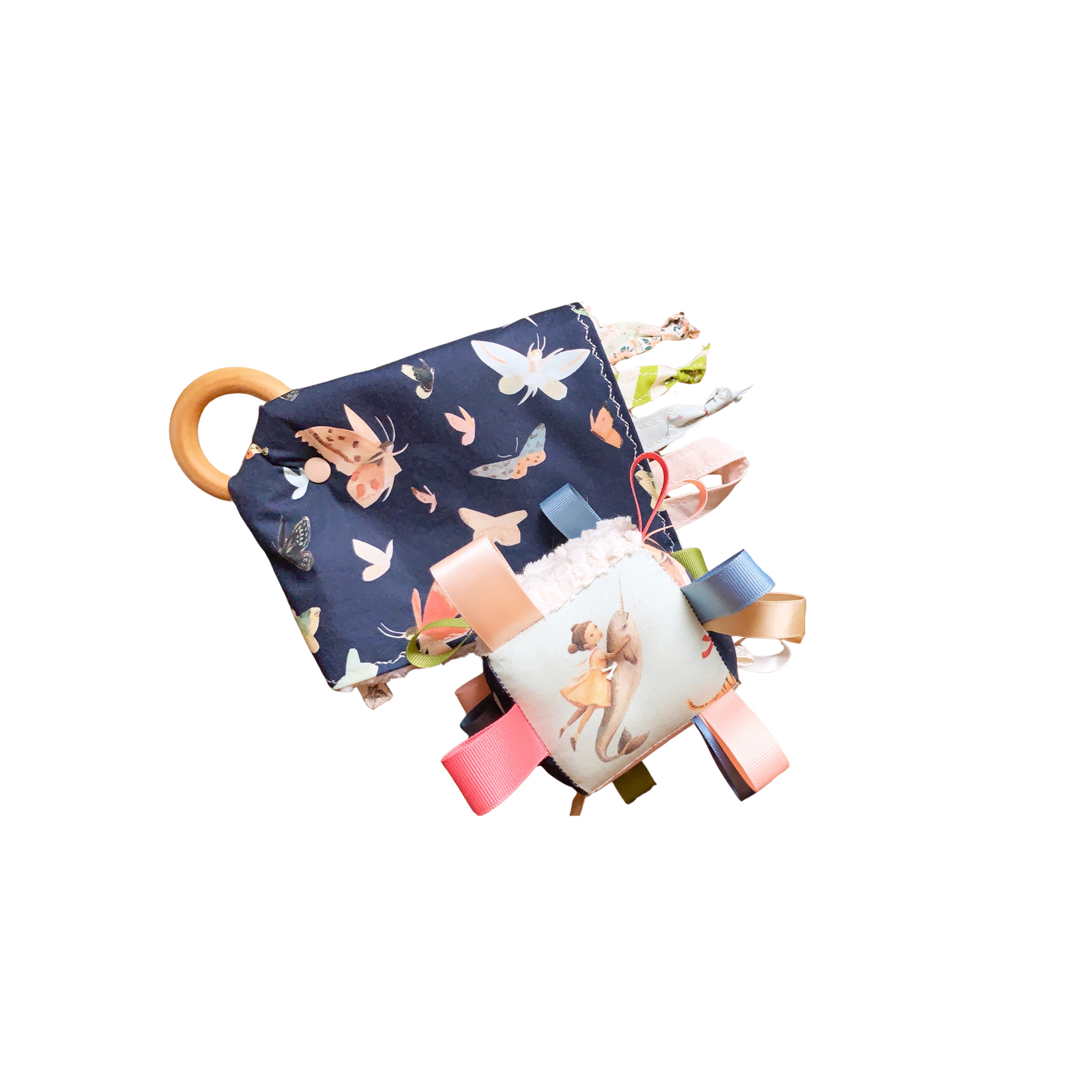 Crinkle Tag Toy with Teething Ring