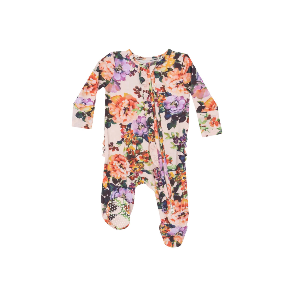 Autumn Rose Ruffle Zipper Footie