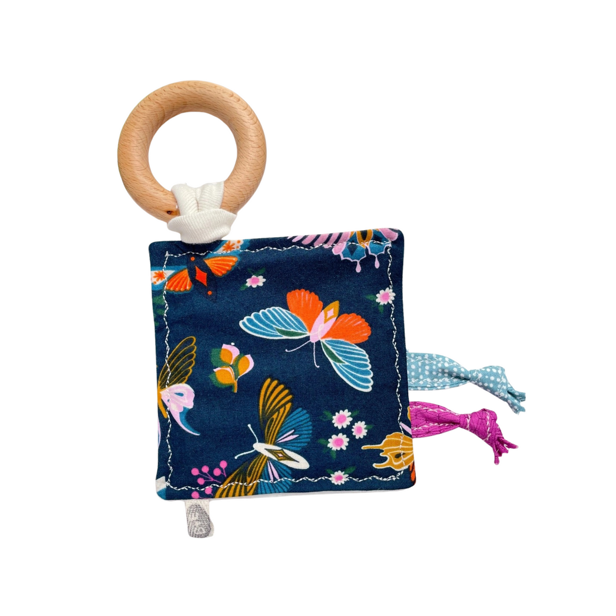 Crinkle Tag Toy with Teething Ring