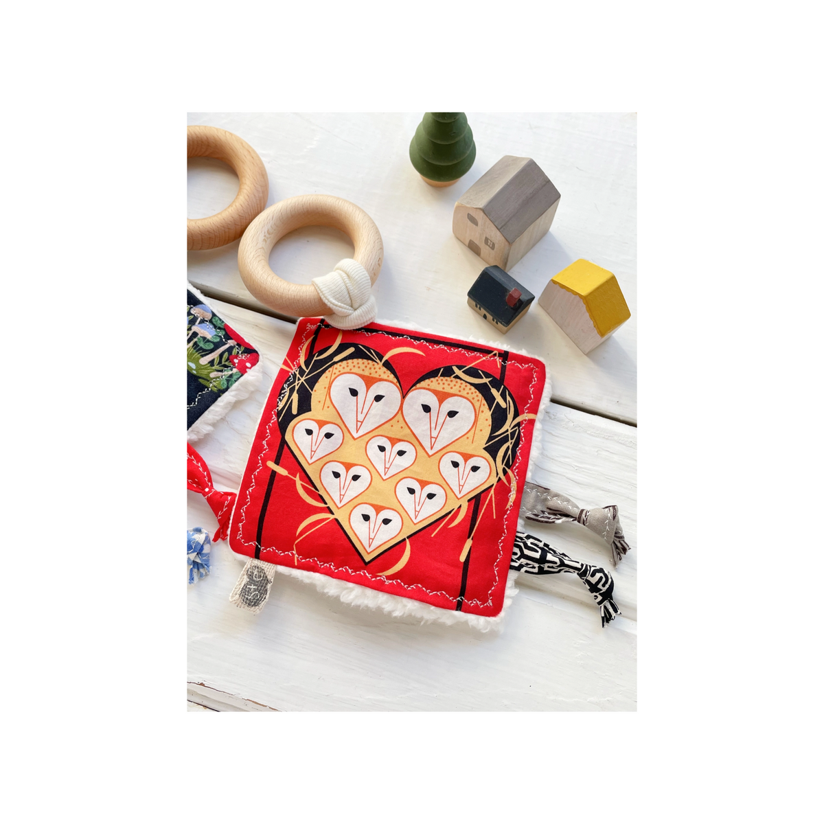 Crinkle Tag Toy with Teething Ring