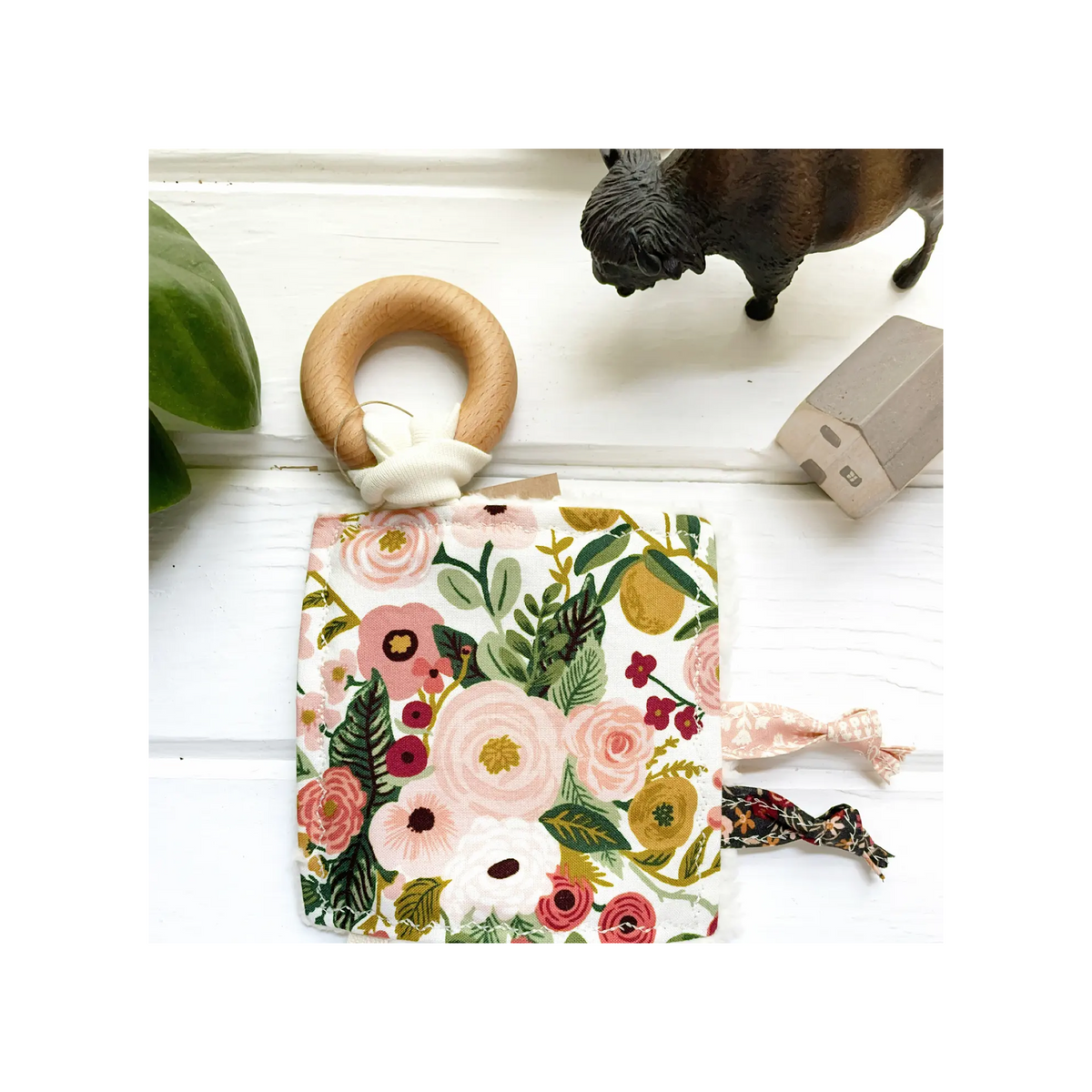 Crinkle Tag Toy with Teething Ring