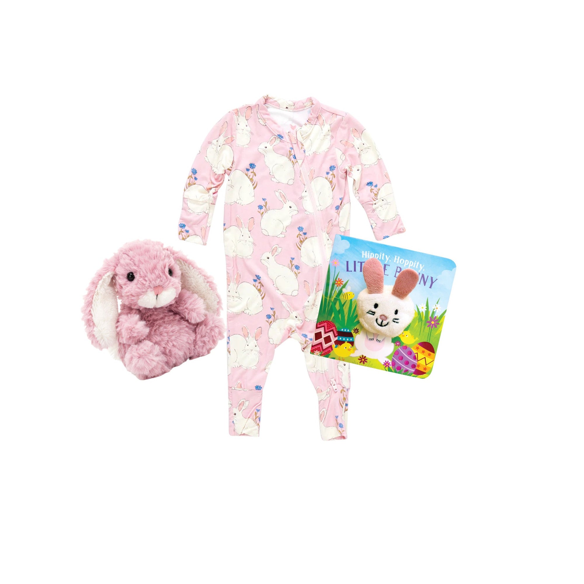 Pink Bunnies Print Bamboo Romper