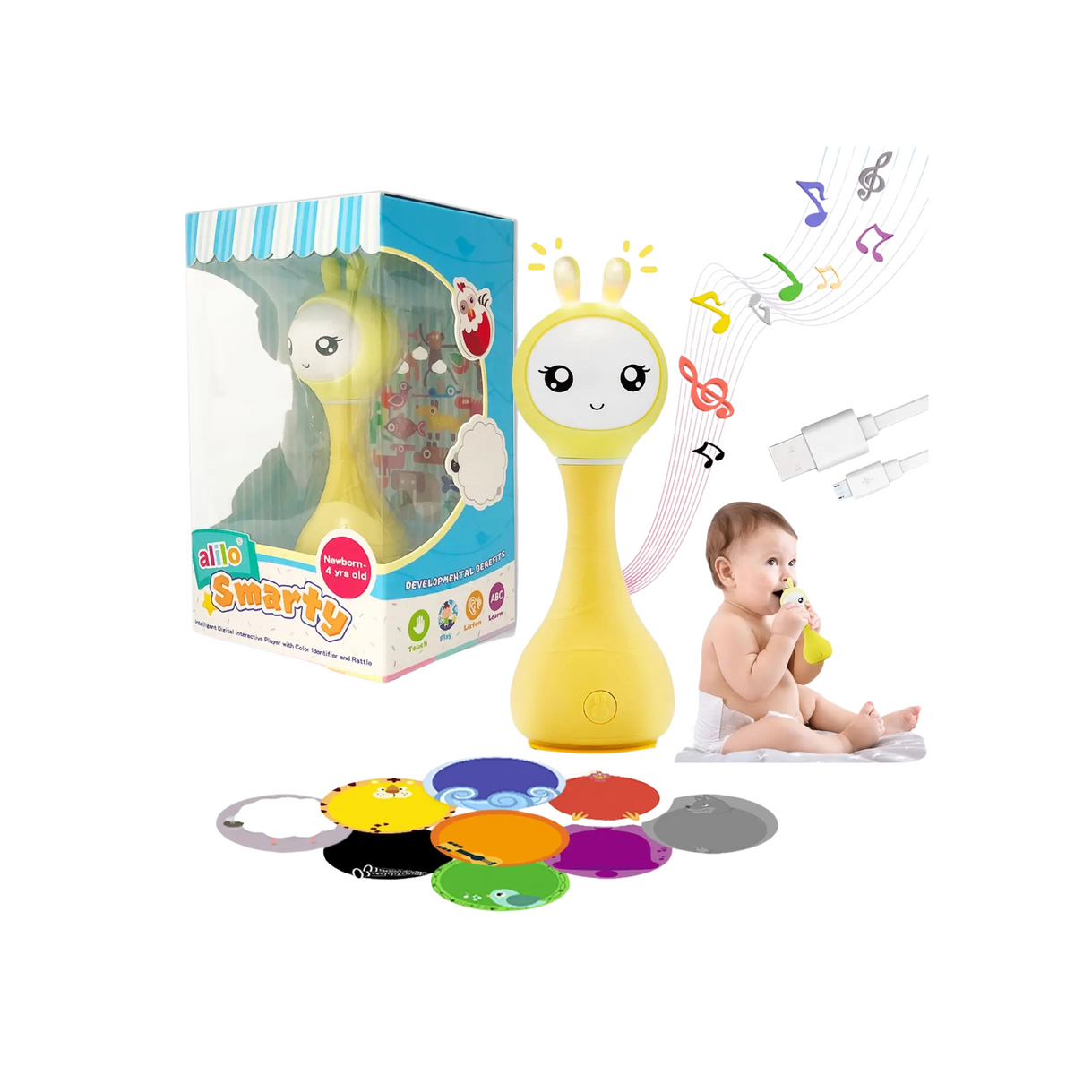 Smarty Bunny Sensory Teether Toy with Music & Lights