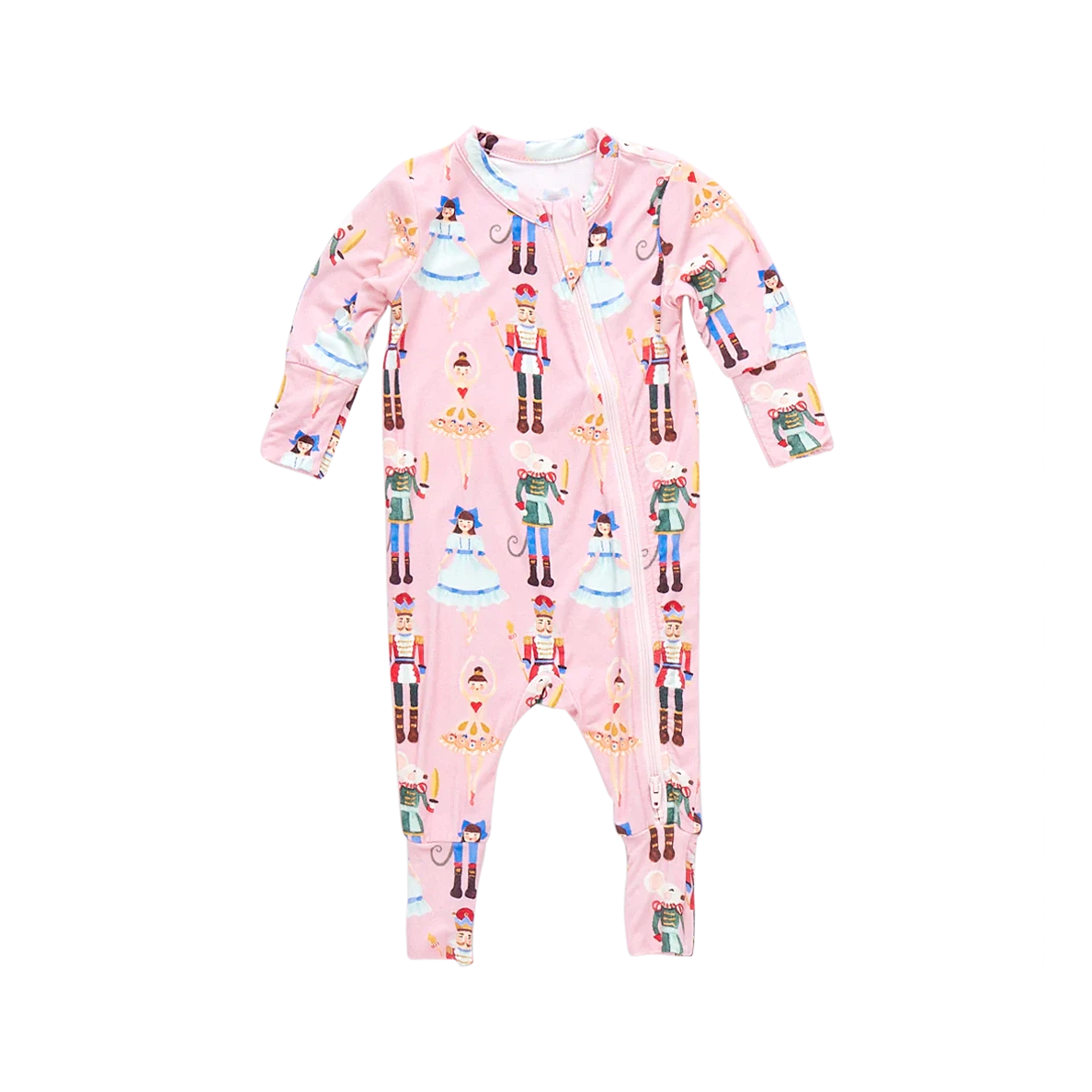 Pink Toy Nutcracker Print Bamboo Romper